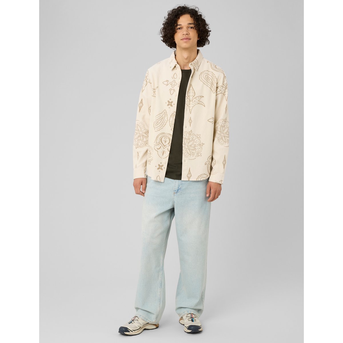 Chemise imprimée en velours naturel, BZB