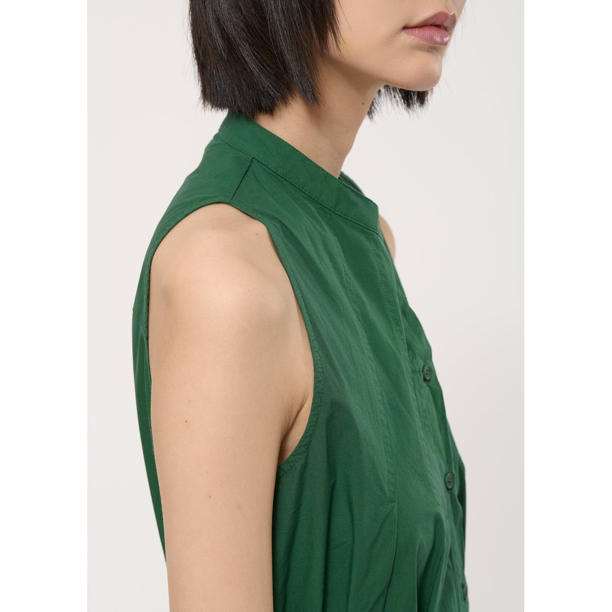 Robe chemise en popeline de coton vert mousse, HUMILITY