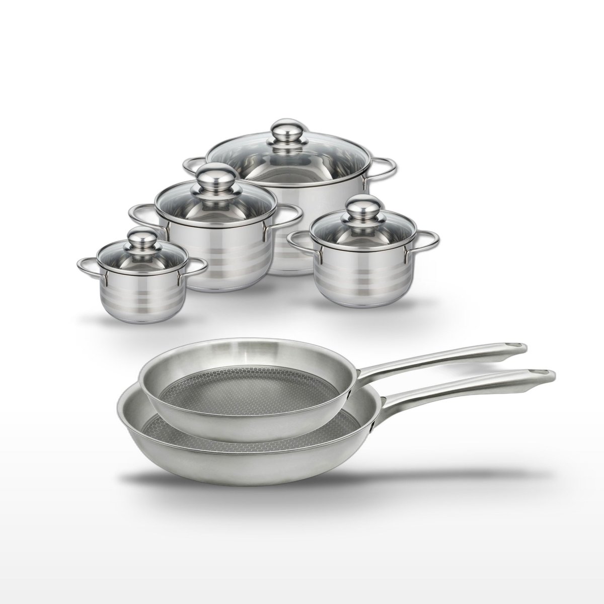 Batterie de cuisine 2 poêles 24/28cm + 4 faitouts RELIEF PASSION gris, ELO
