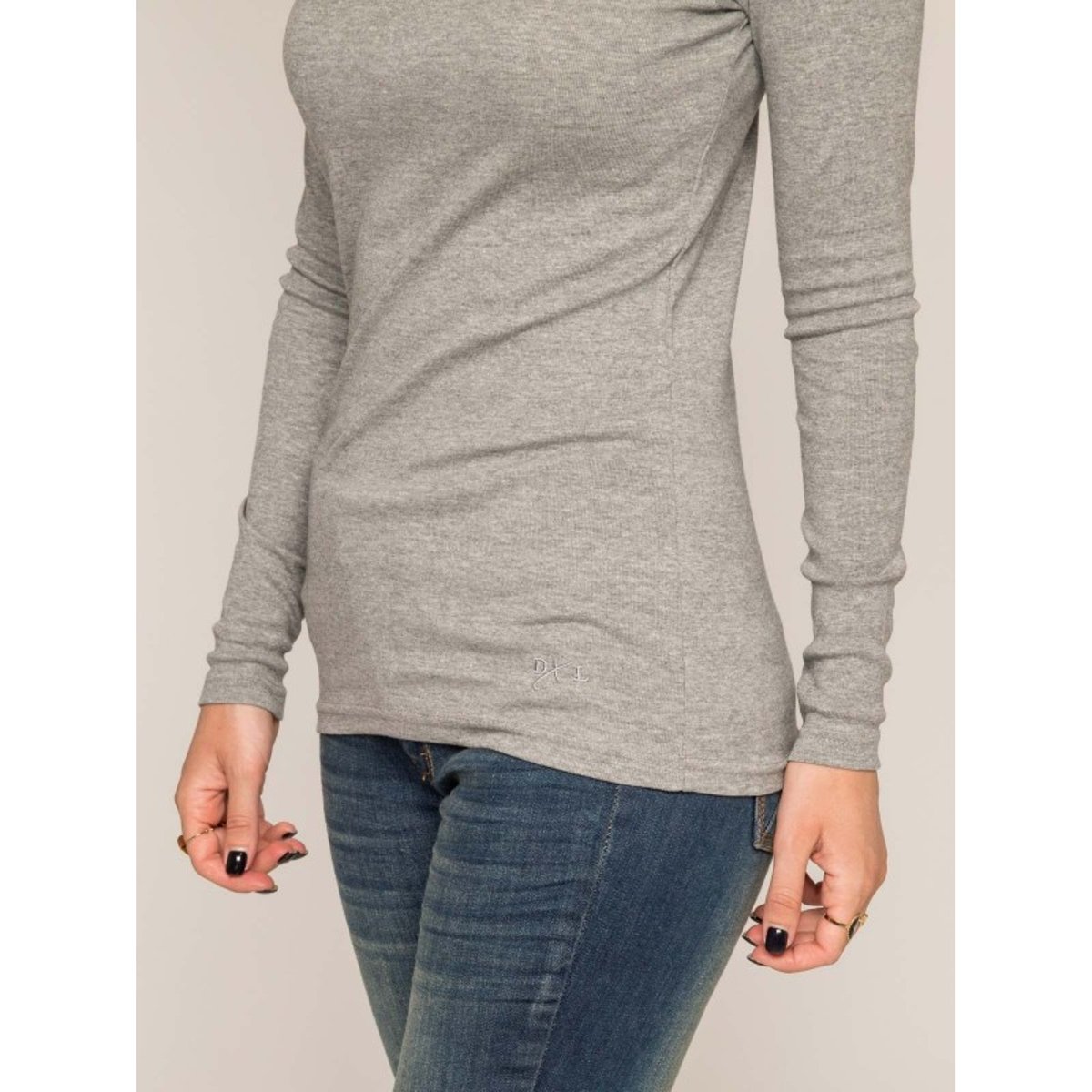 Sous Pull Col Roulé Pur Coton Peigné Fusee gris chiné, DONA LISA