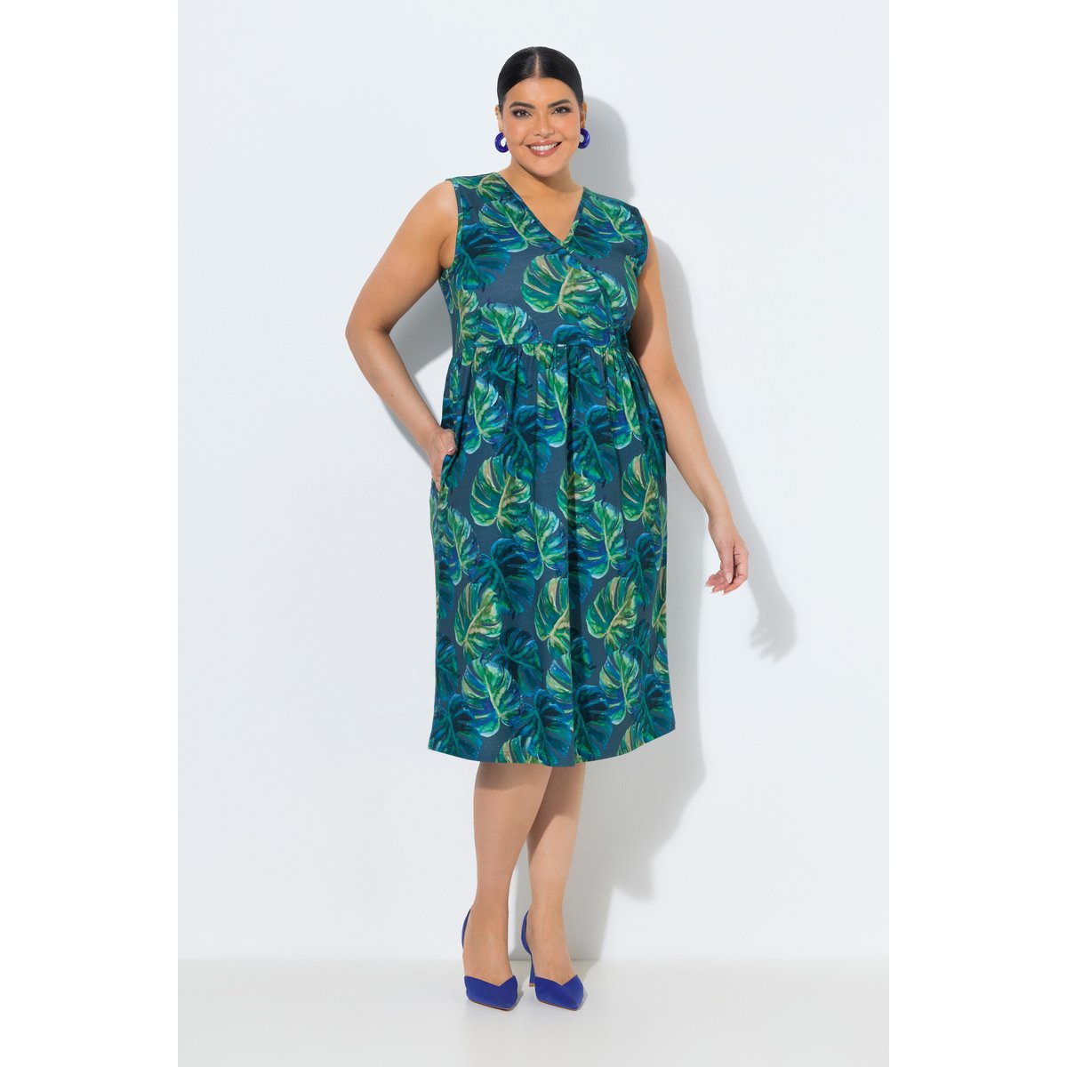 Robe midi en jersey marine, ULLA POPKEN