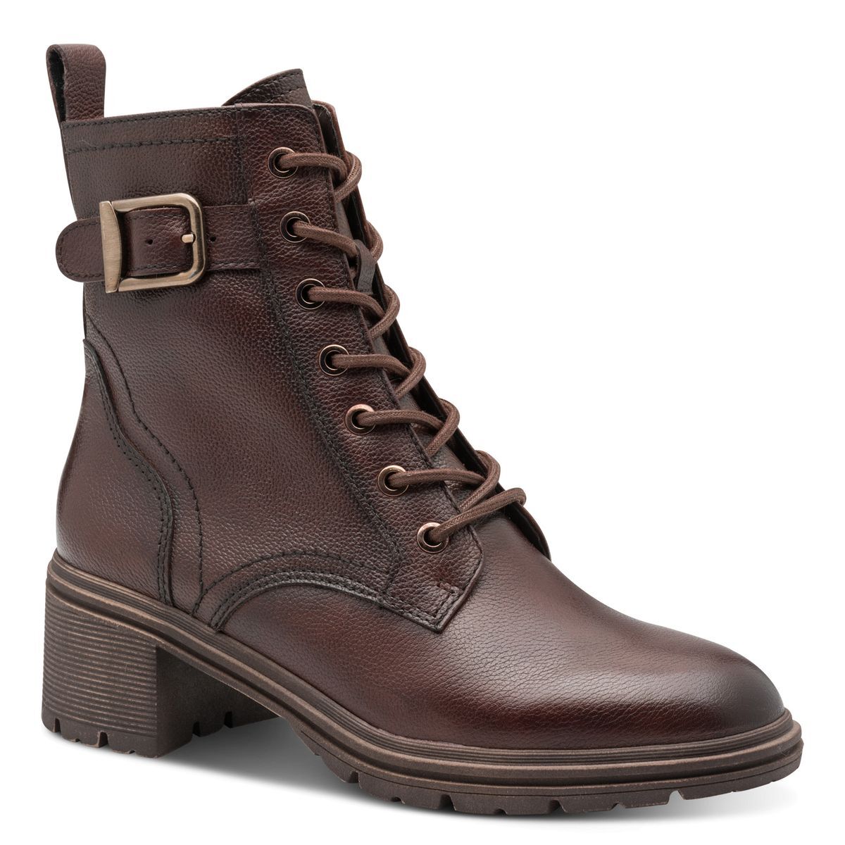 Bottines lacées à talons marron mocca, TAMARIS