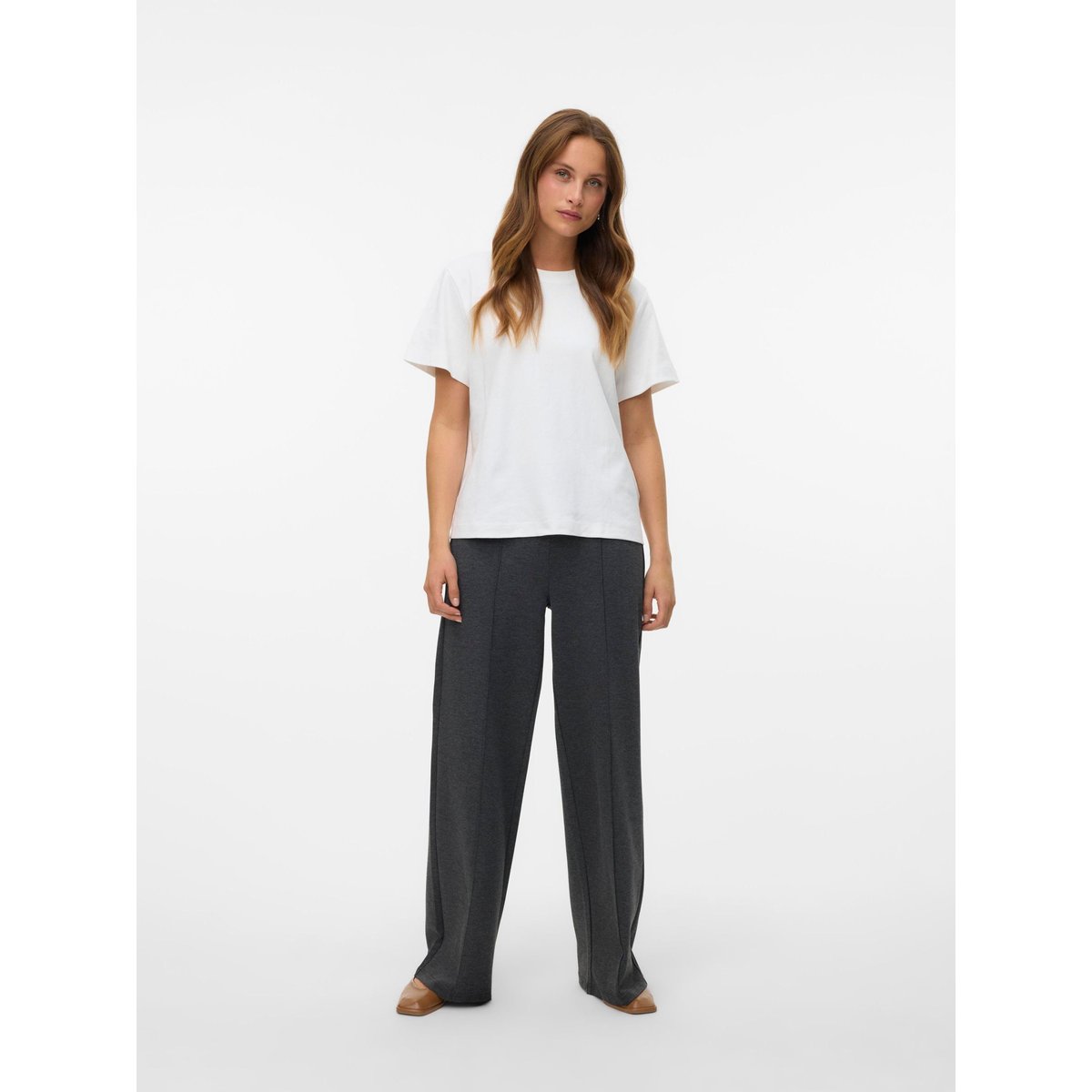 Pantalon À Jambe Large dark grey melange, VERO MODA
