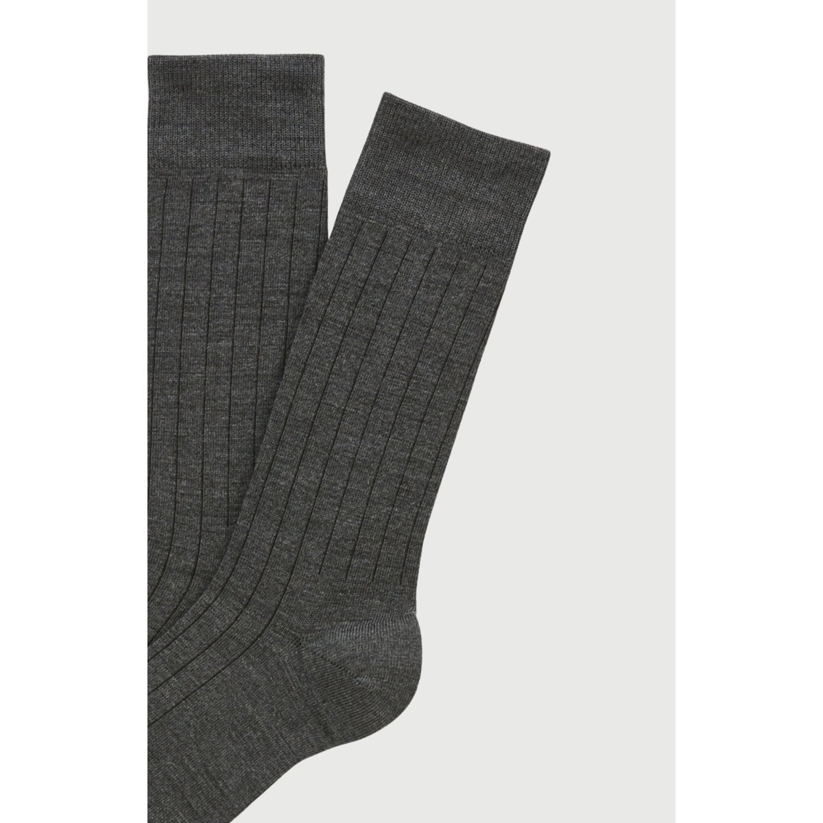 Chaussettes en laine et coton couleur unie Anthracite anthracite, ARTHUR