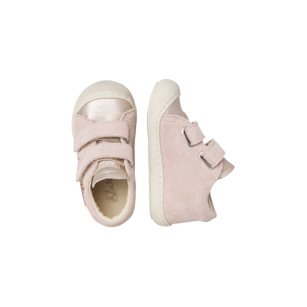 Chaussures premiers pas en cuir et suède KOLDE VL rose-blanc, NATURINO