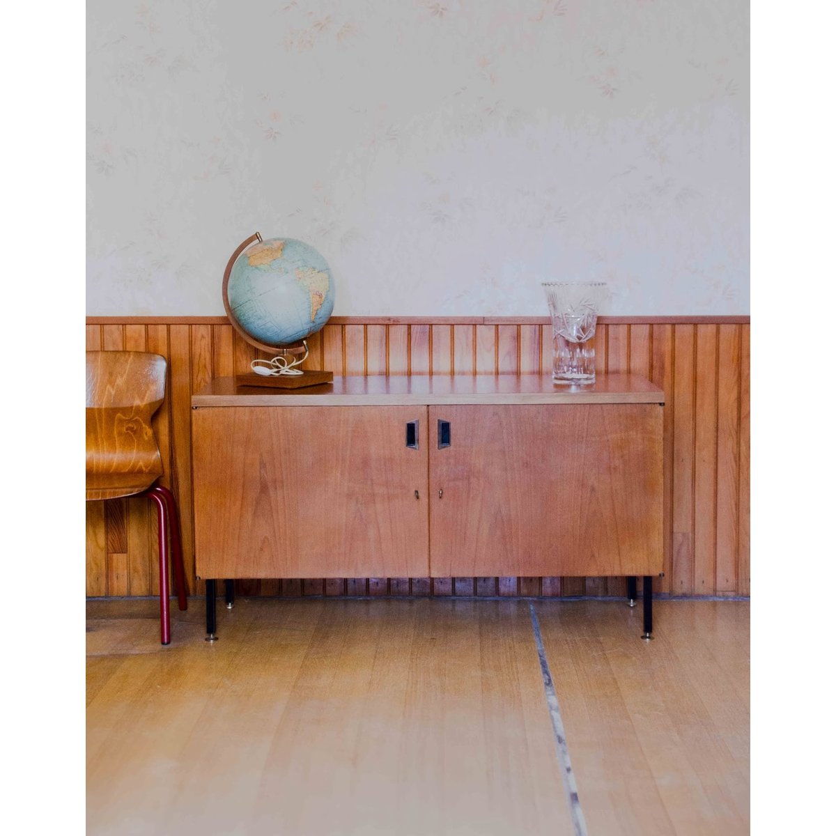 Buffet contemporain en teck Gustave N°1614 - Bon état bois clair, DEBONGOUT