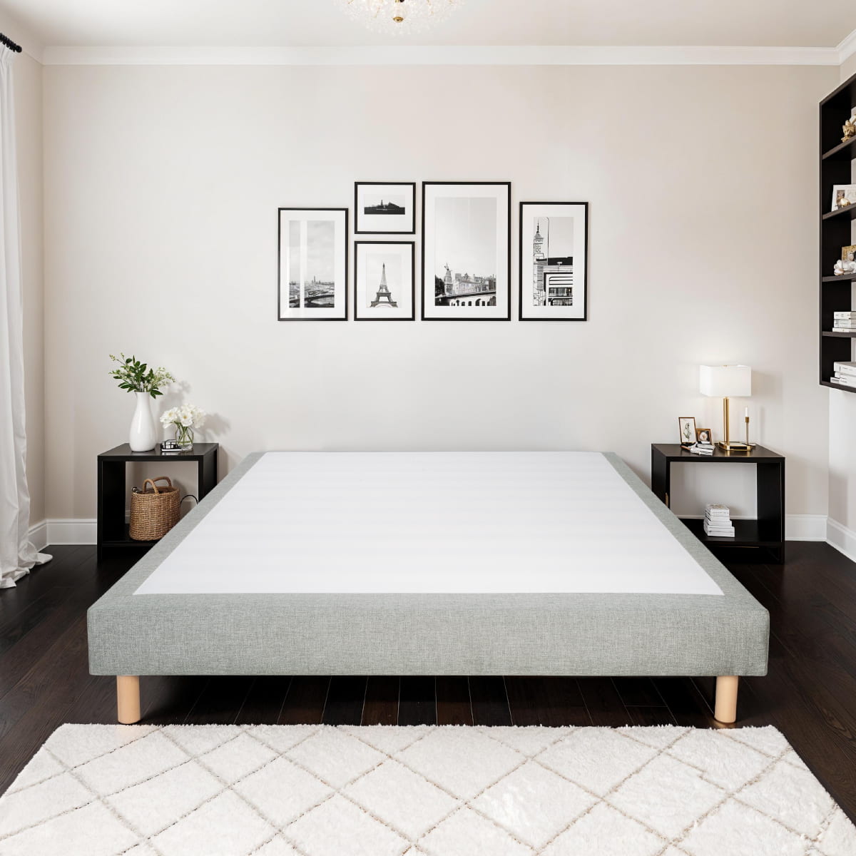 Sommier tapissier Tissu SISAL - gris foncé - 100x200 sable, BELLECOUR