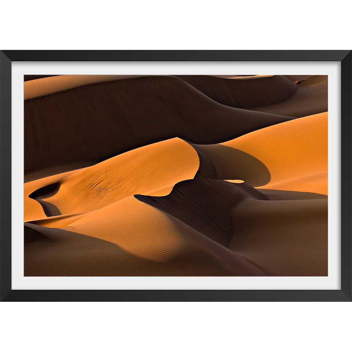 Affiche dune d'Iran affiche + cadre en bois - noir, HEXOA