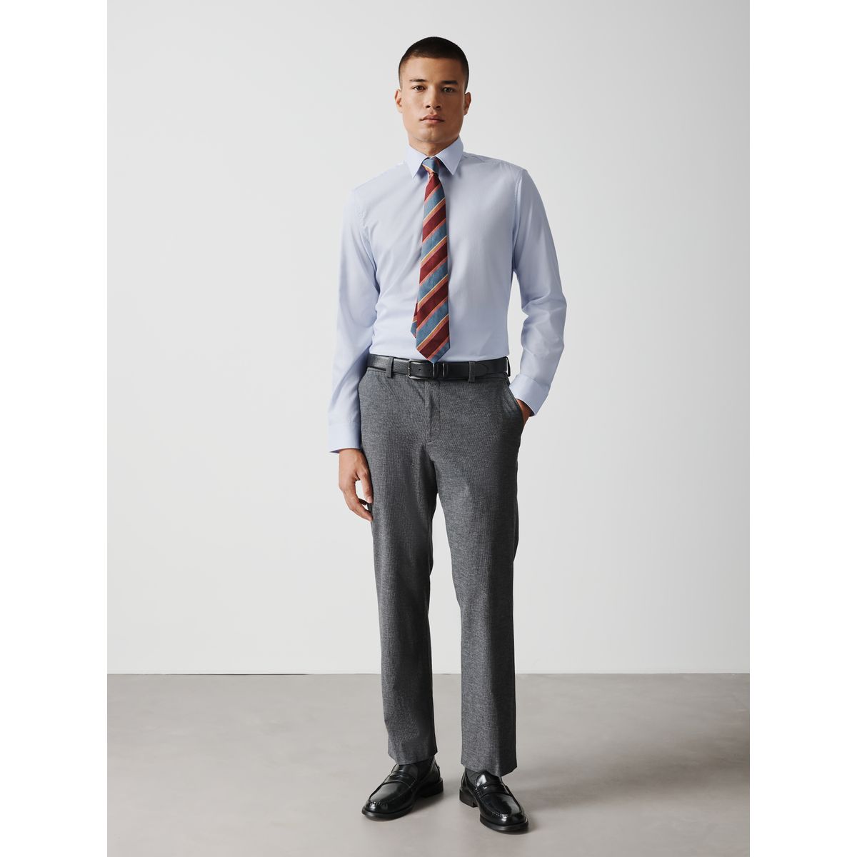Chemise habillée texturée coton majoritaire bleu, NEXT