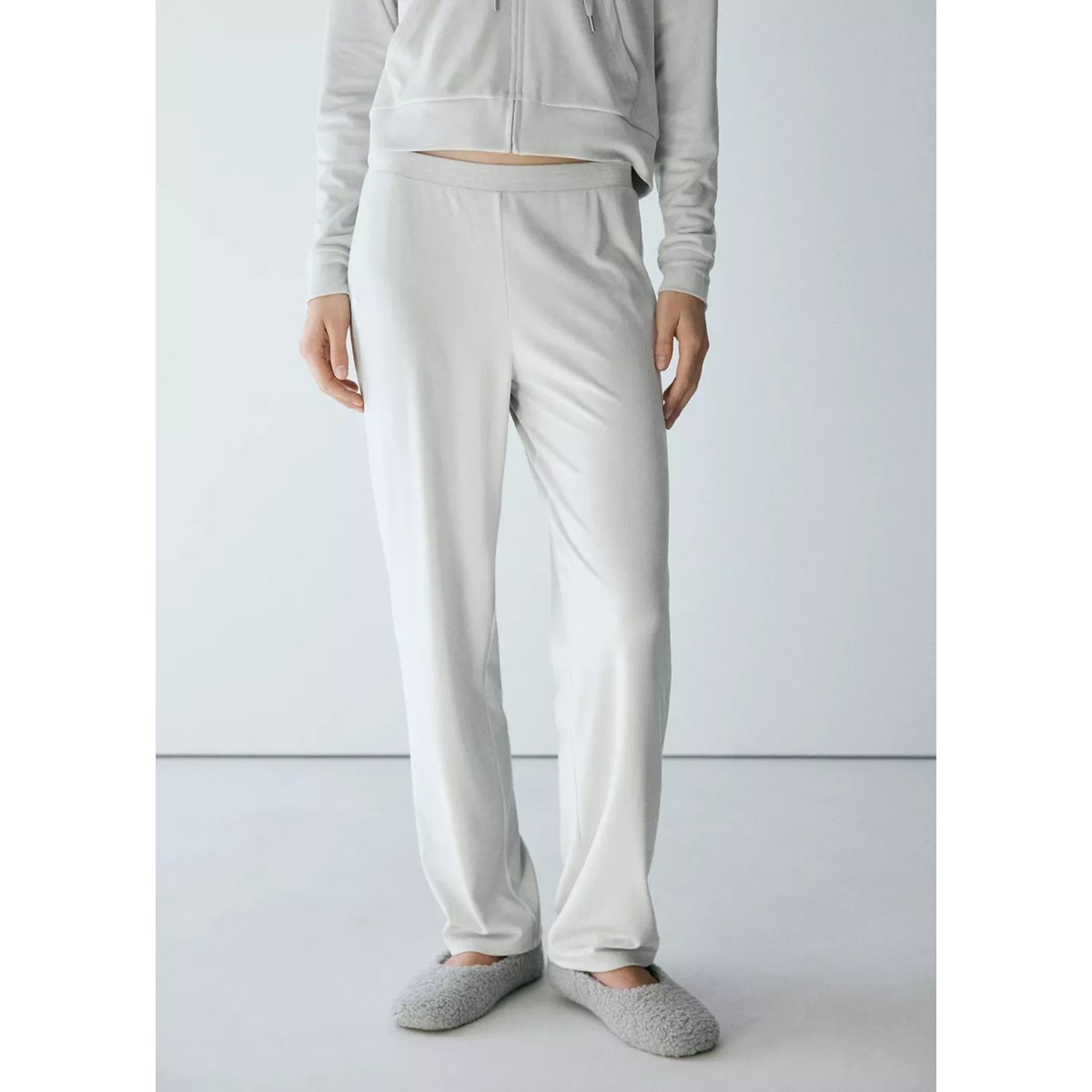 Pantalon velours au toucher doux gris, MANGO