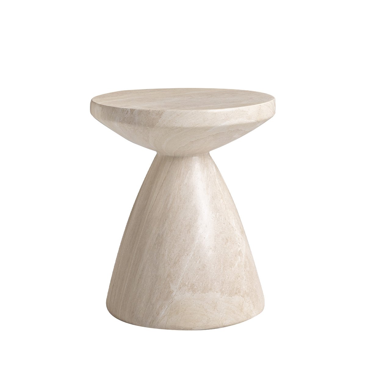 Table d'appoint ronde ø45cm - Effet travertin - SABBIA grège, MAISON AUBERTIN