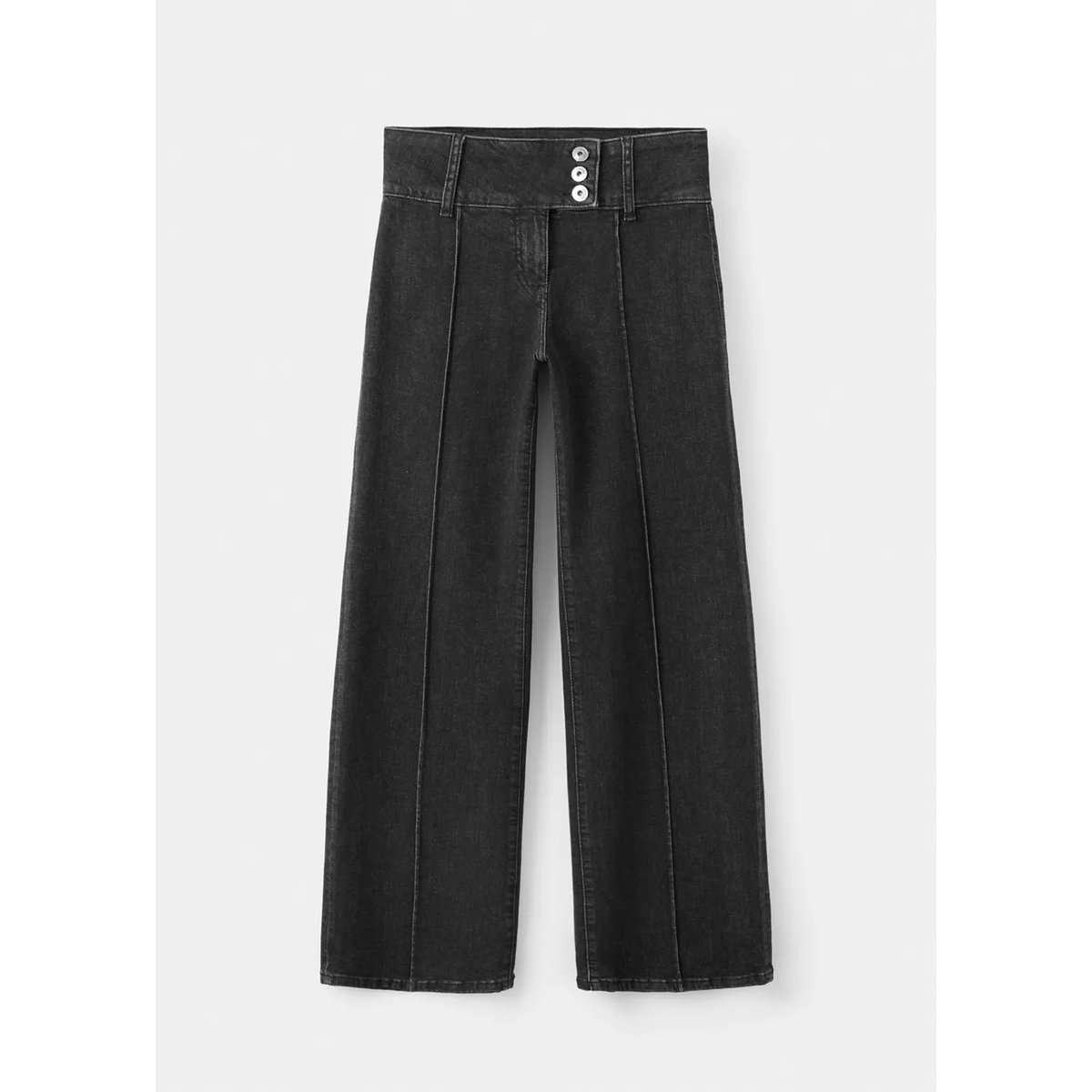 Jean wide leg à fermeture croisée black denim, MANGO TEEN