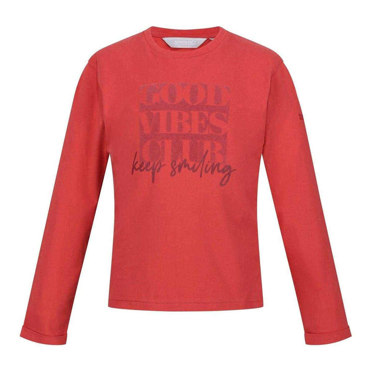 T-shirt manches longues motif/style lettrage GREAT OUTDOORS rouge clair imprimé, REGATTA