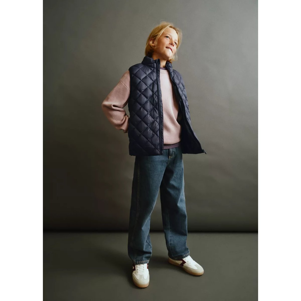 Gilet matelassé losanges bleu marine, MANGO KIDS