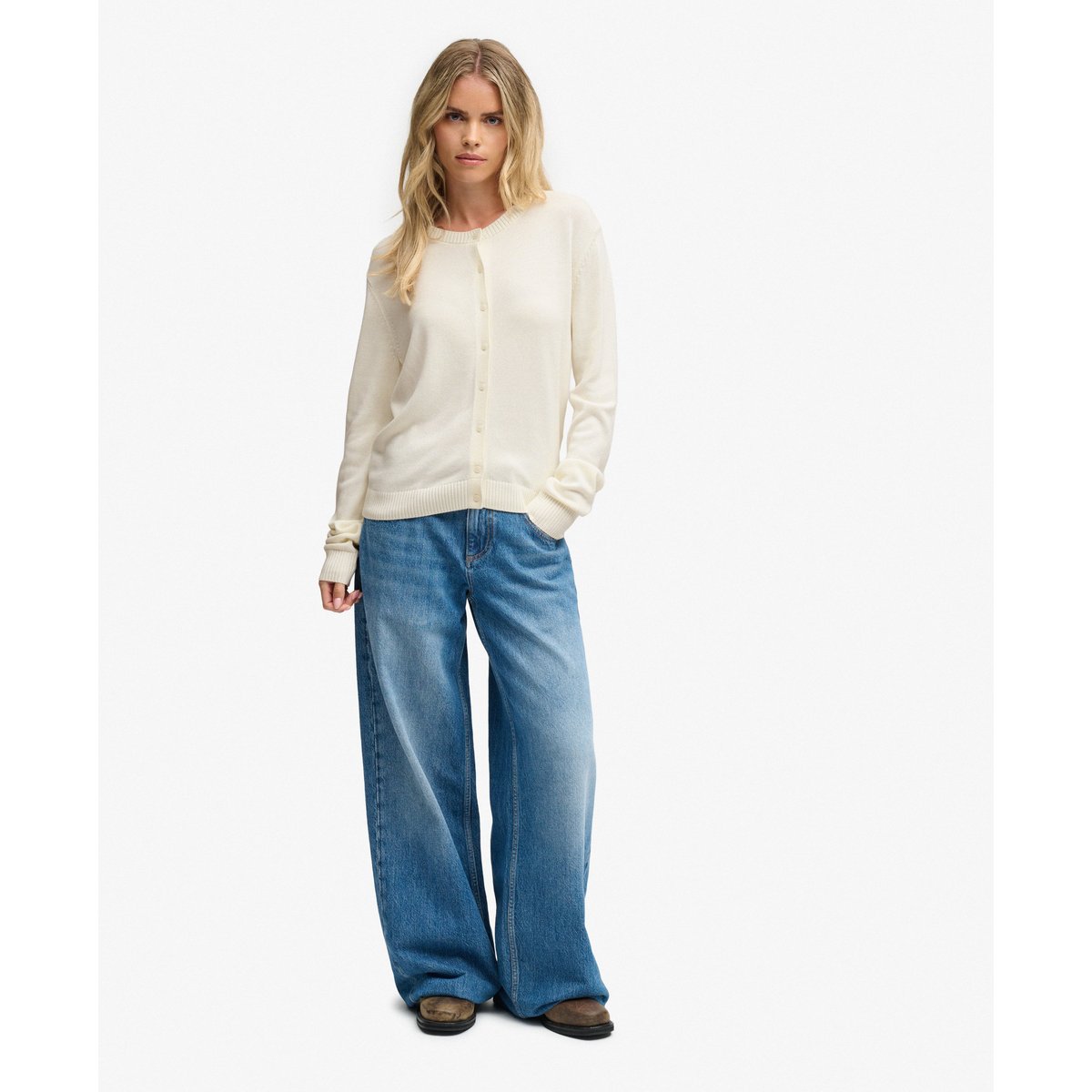 Cardigan Athletic Essentials Coupe Décontractée blanc cassé, SUPERDRY