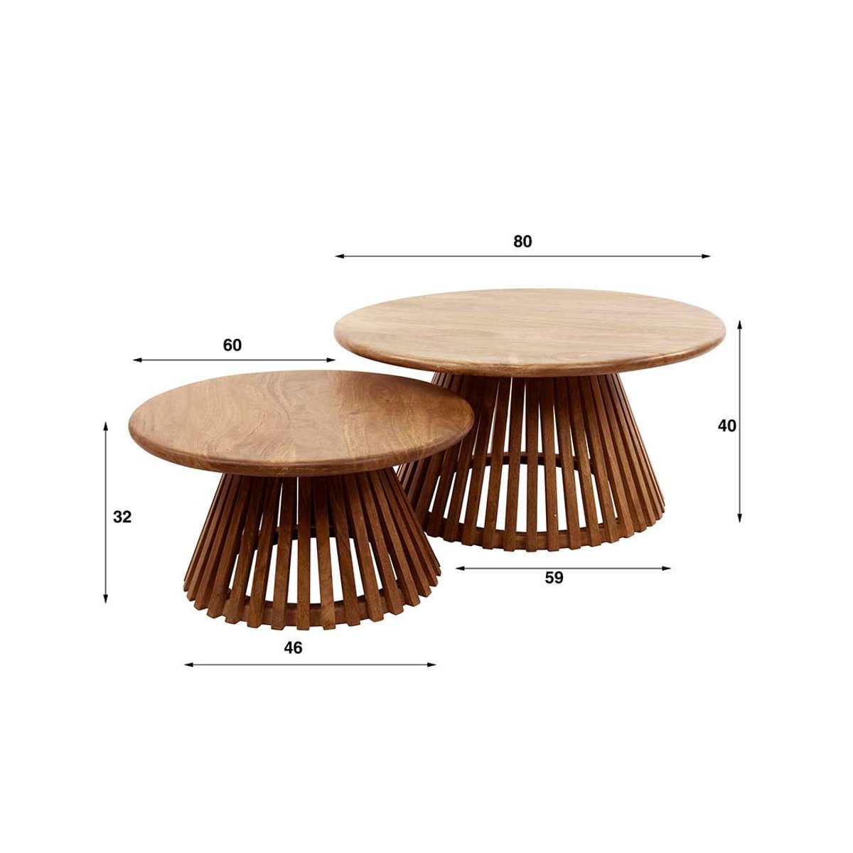 Lot de deux Tables basses - KERALA bois, BEST MOBILIER