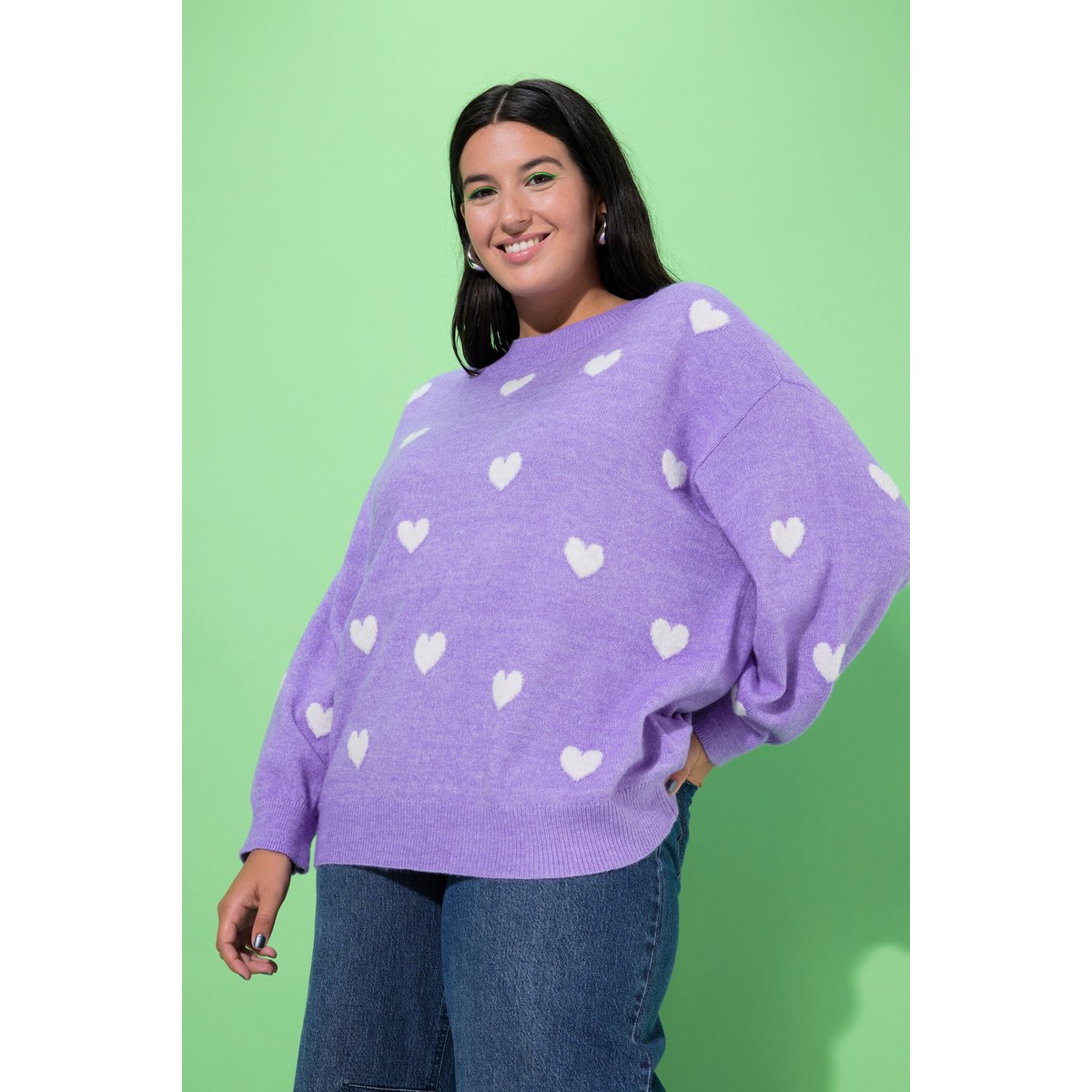 Pull oversize, avec cœurs violet, STUDIO UNTOLD