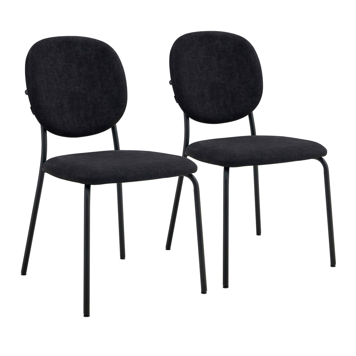 Lot de 2 chaises en acier et tissu, LYA noir, OVIALA