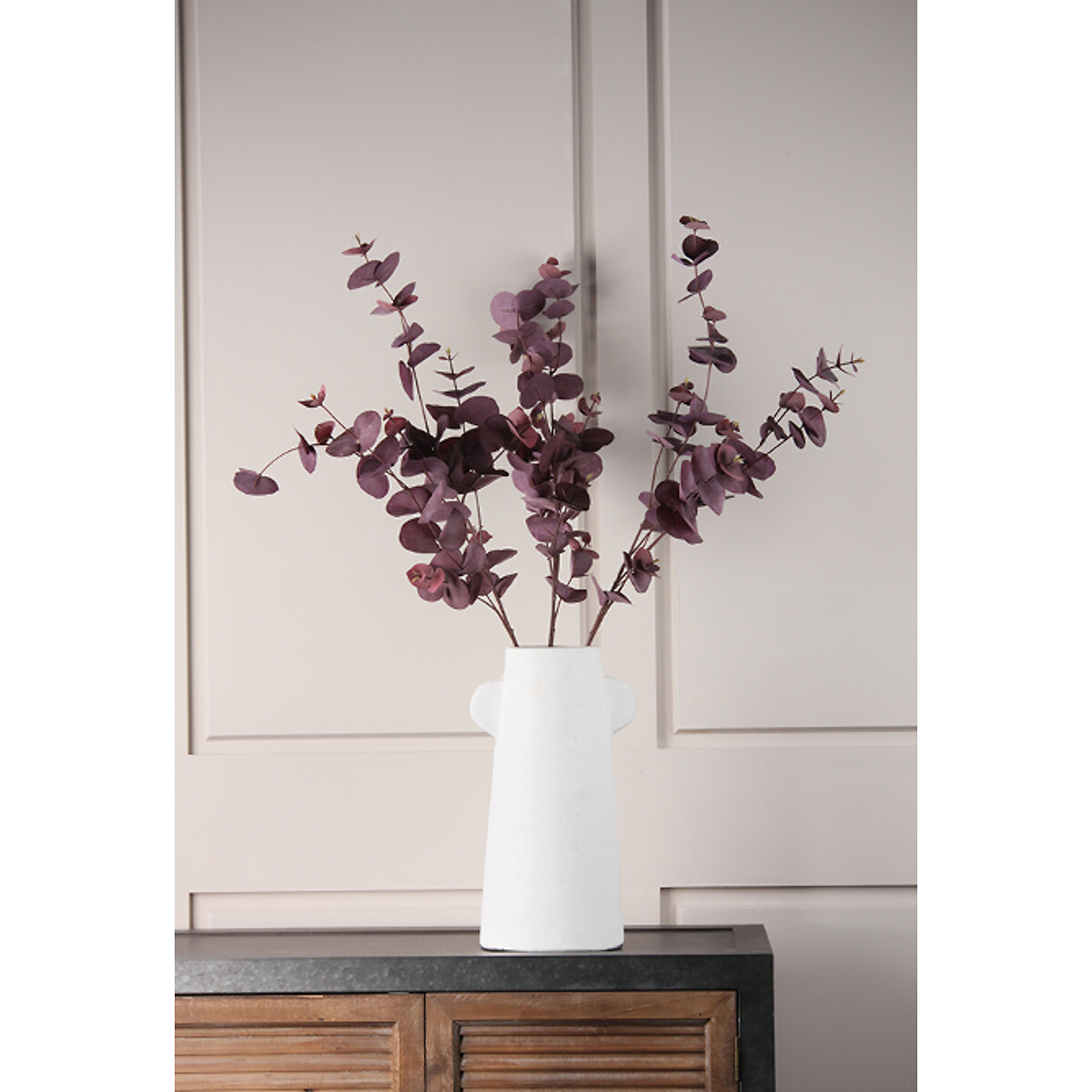 Pack of 3 Burgundy Artificial Eucalyptus Stems red, SO'HOME