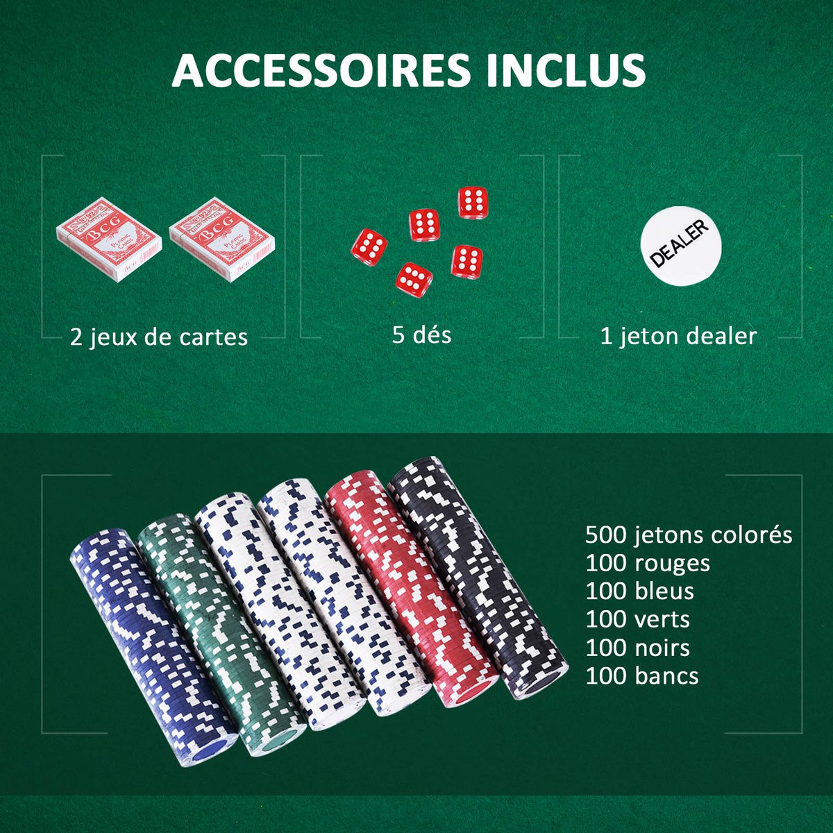 Jeu de jetons de poker Aluminium alu gris, HOMCOM
