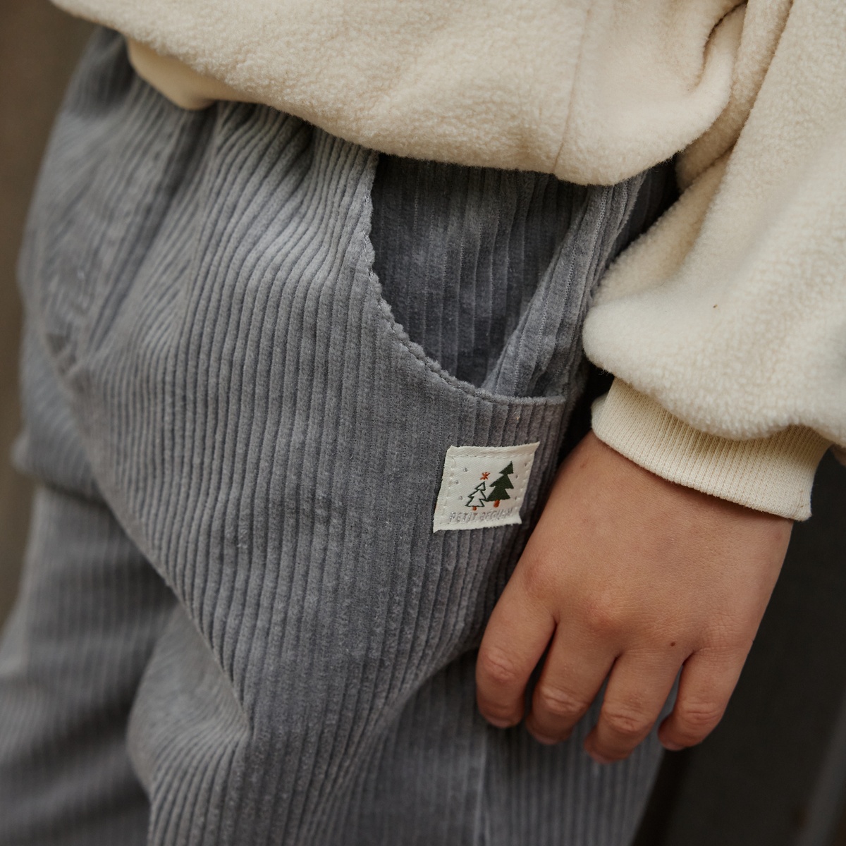 Pantalon bébé en velours côtélé Oslo gris, PETIT BEGUIN