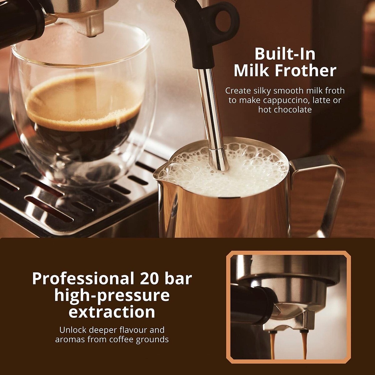 Digital Espresso Coffee Machine black, SWAN