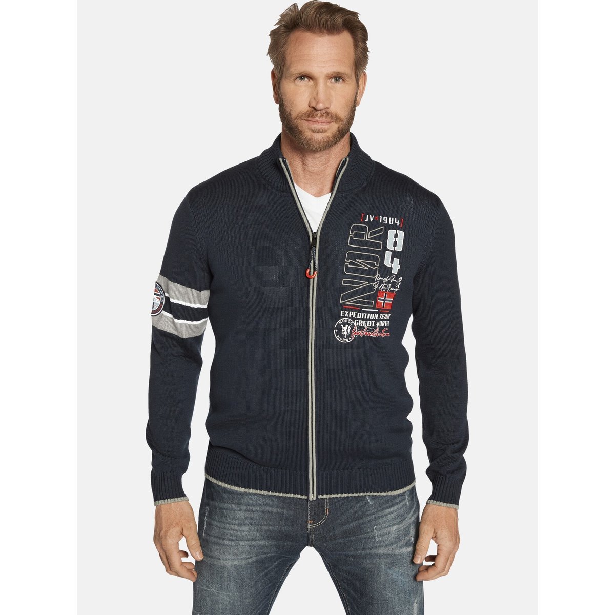 Gilet en maille ROLUF bleu foncé, JAN VANDERSTORM