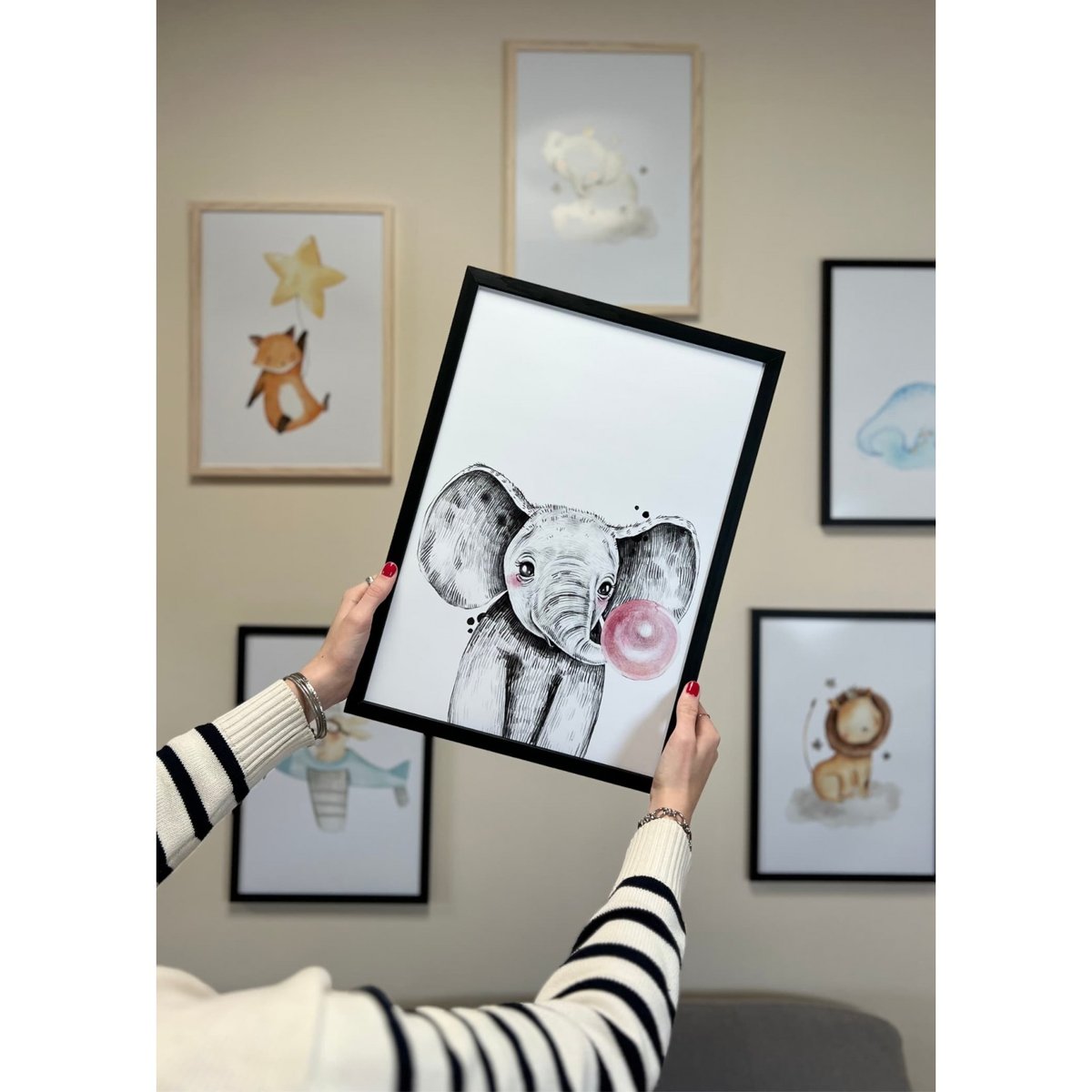 Affiche Bulle d'Éléphant Rose blanc, L'AFFICHERIE