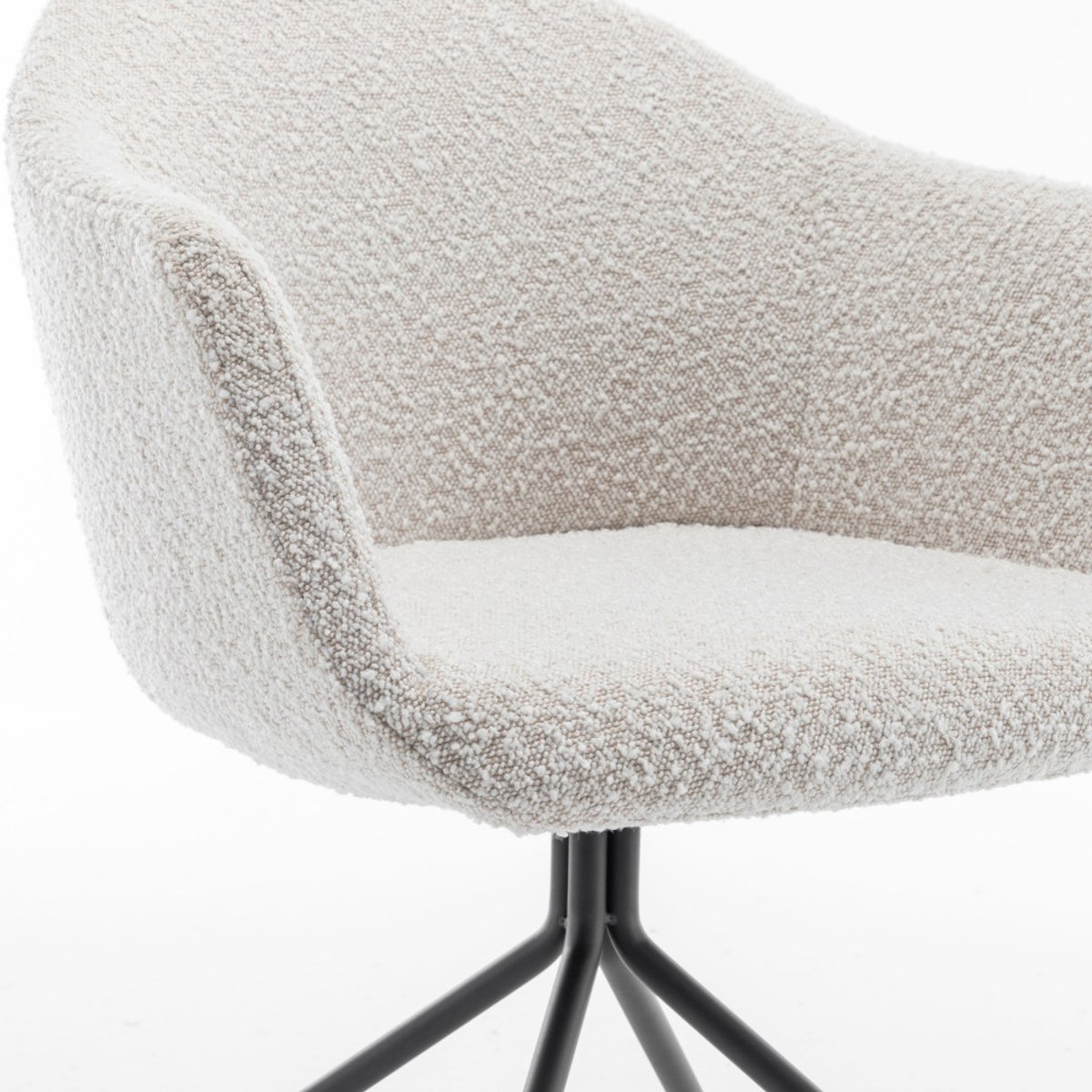 Chaise de bureau en tissu bouclette et métal- KOOIJ écru, DRAWER