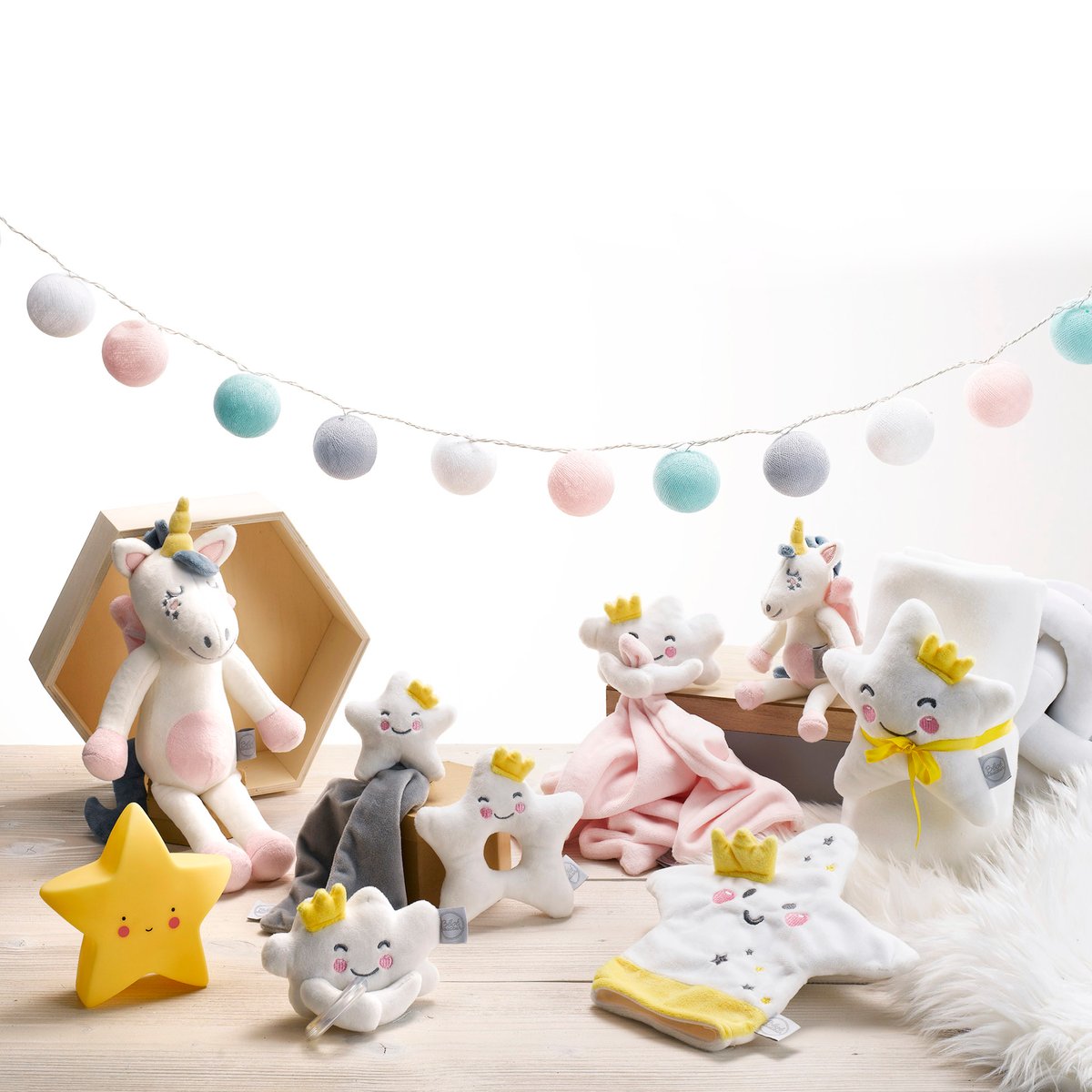 Plaid bebe avec son doudou Etoile blanc, EDEN