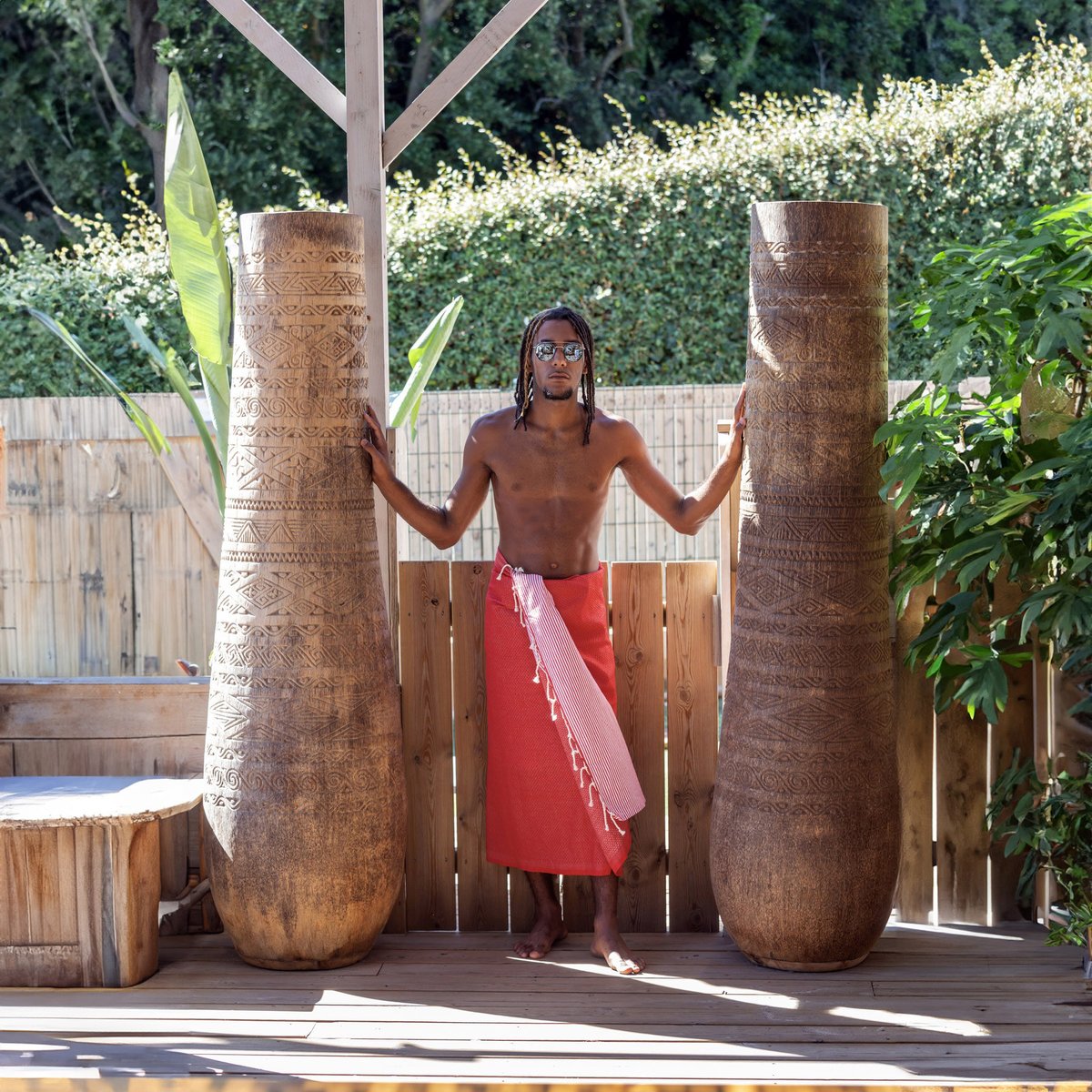 Fouta serviette de plage 100x200 cm coton recyclé Seychelles REVA COLLECTION rouge, SEVIRA KIDS