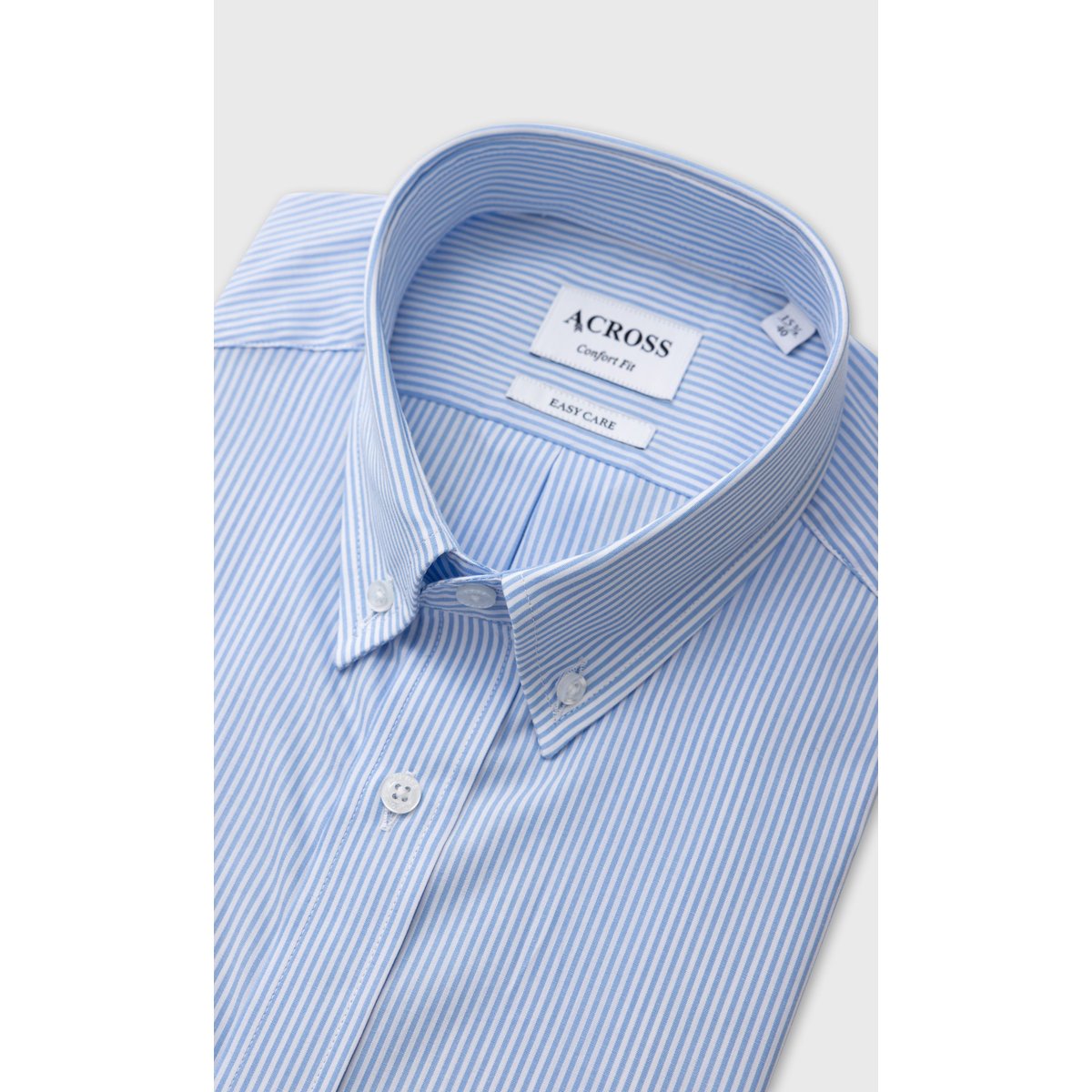Chemise Confort fit easy care à rayures bleu ciel, ACROSS