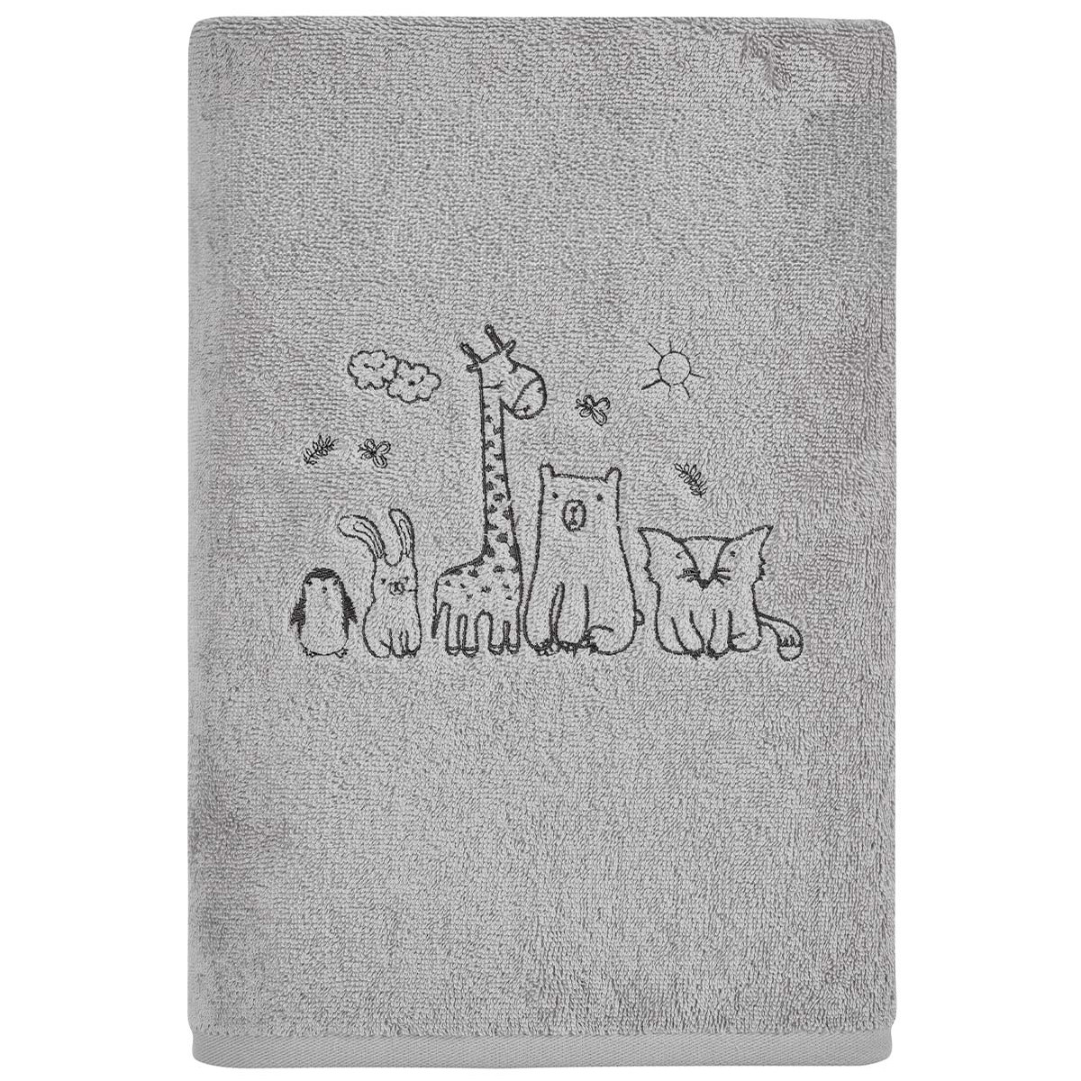 Drap de bain enfant BABY JUNGLE gris cendré, SENSEI MAISON