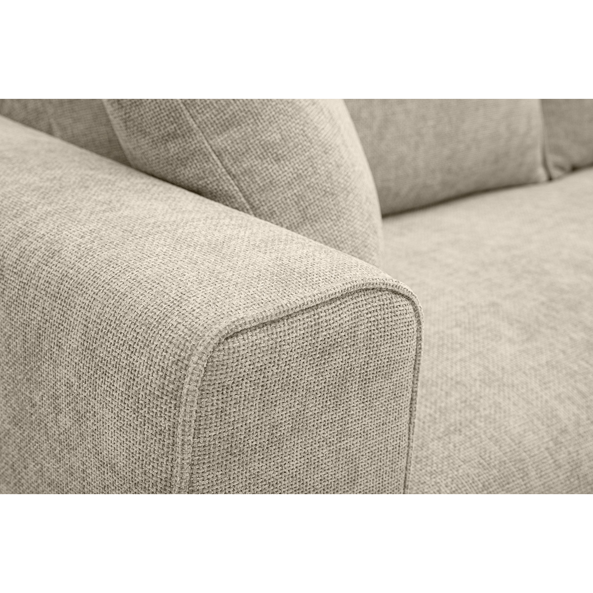Canapé design 3 places en tissu effet velours vert kaki PEPPER beige, MILIBOO