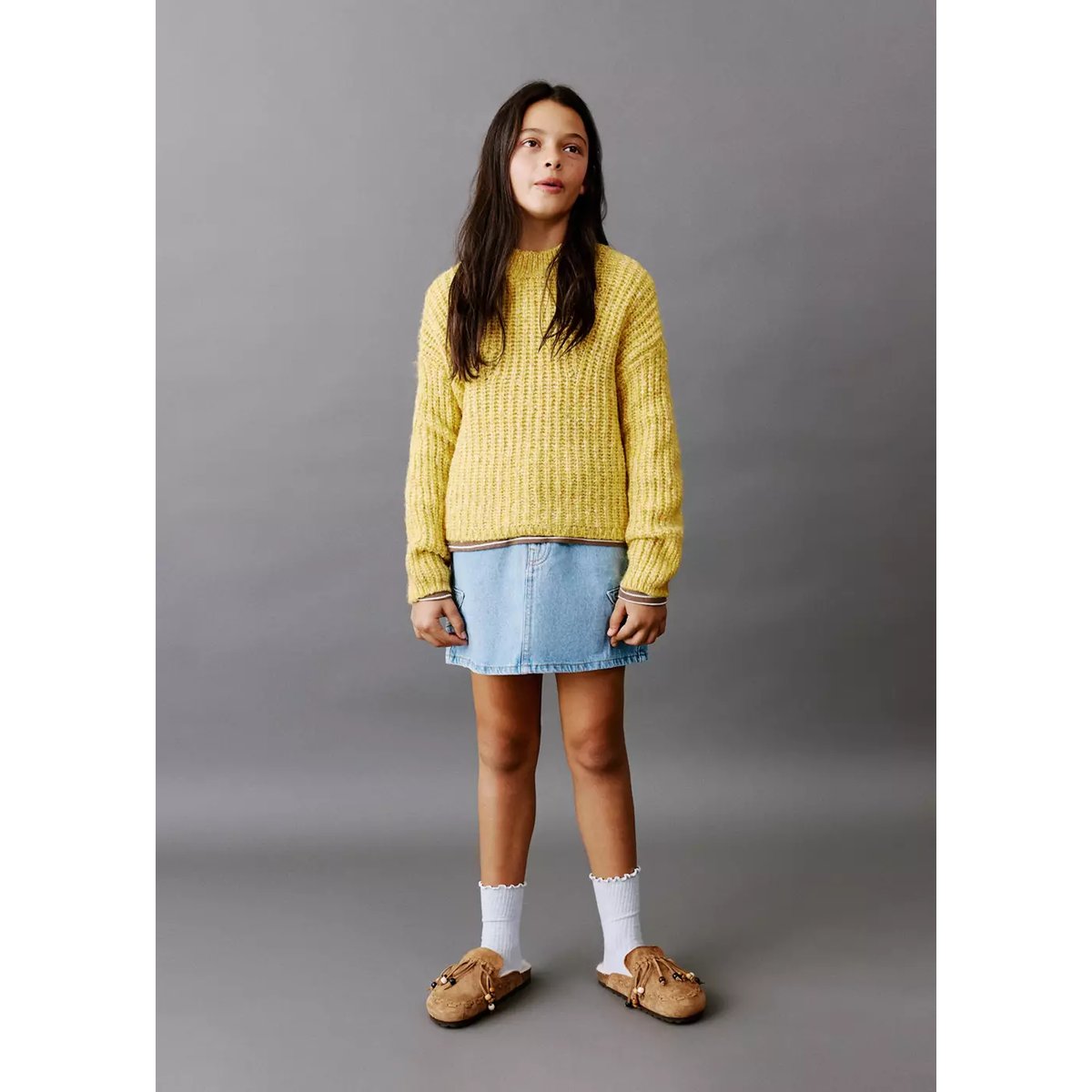 Pull côtelé jaspé citron vert, MANGO KIDS