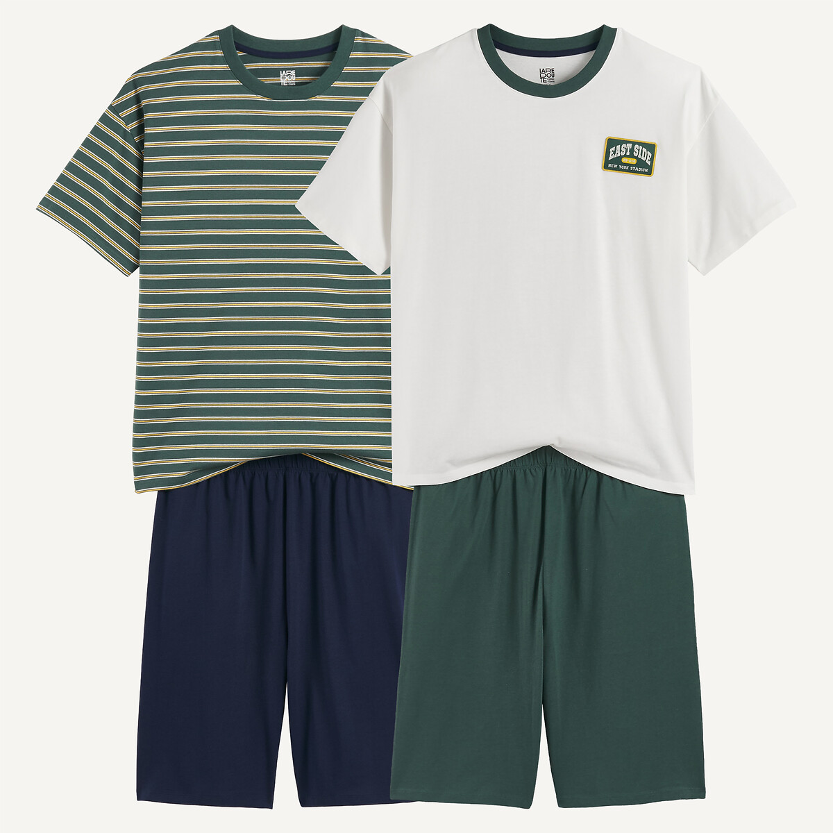 Lot de 2 pyjashorts, en coton, esprit campus assortis, LA REDOUTE COLLECTIONS