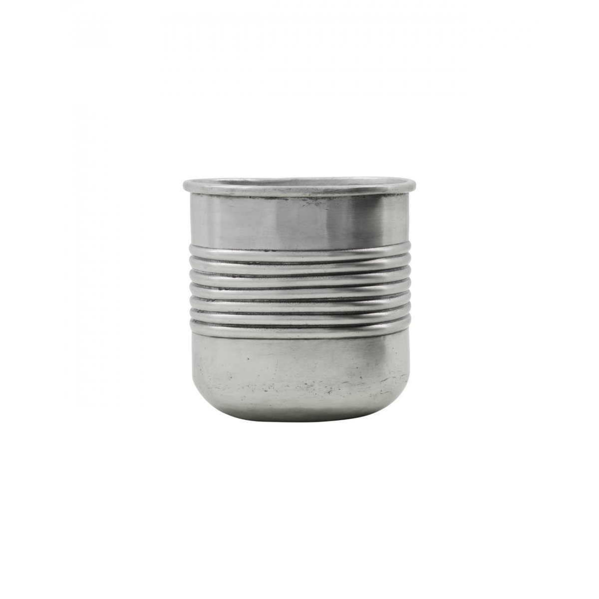 Lot de 2 cache pots en métal Groove finition argent antique, HOUSE DOCTOR