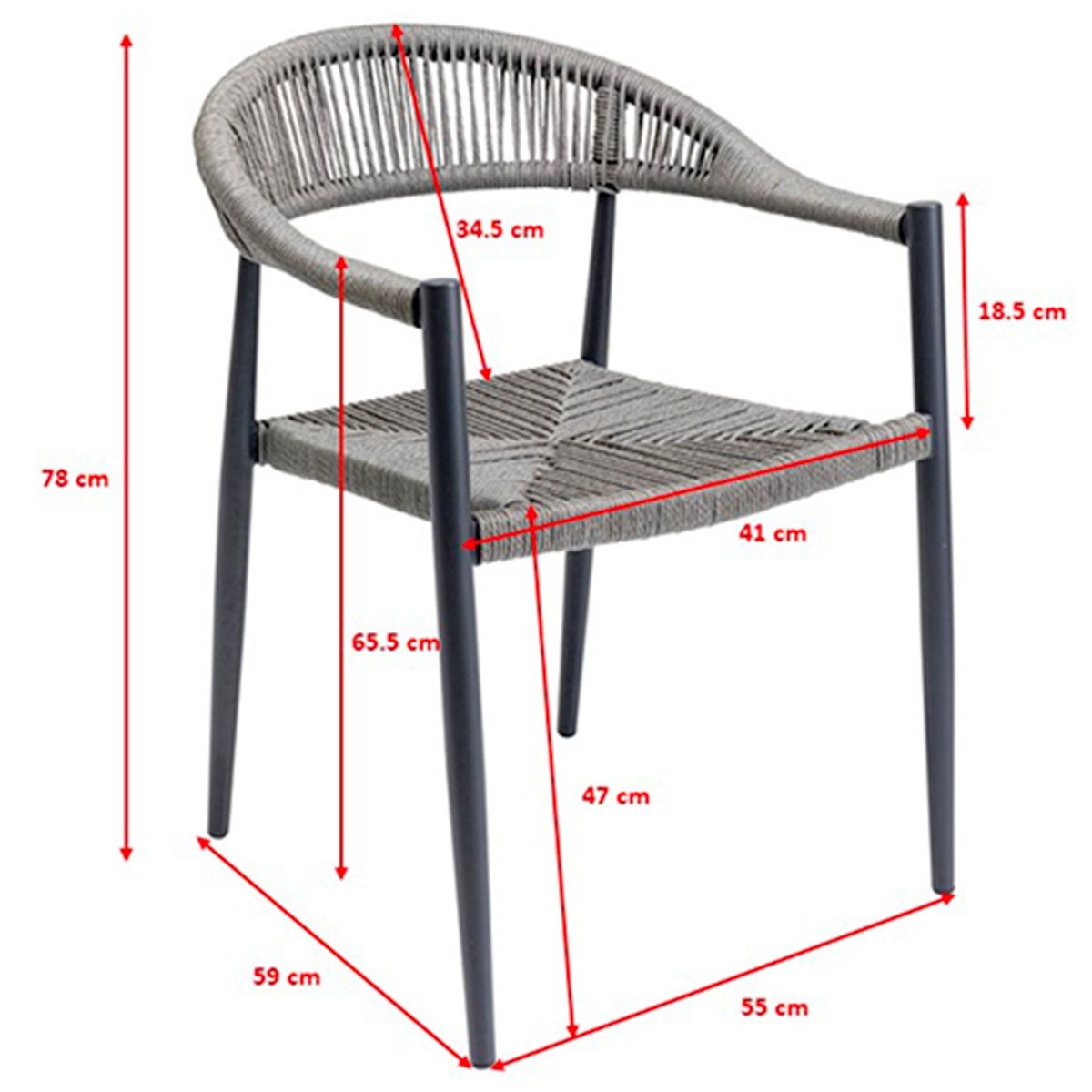Chaise de jardin avec accoudoirs, PALMA gris, KARE DESIGN