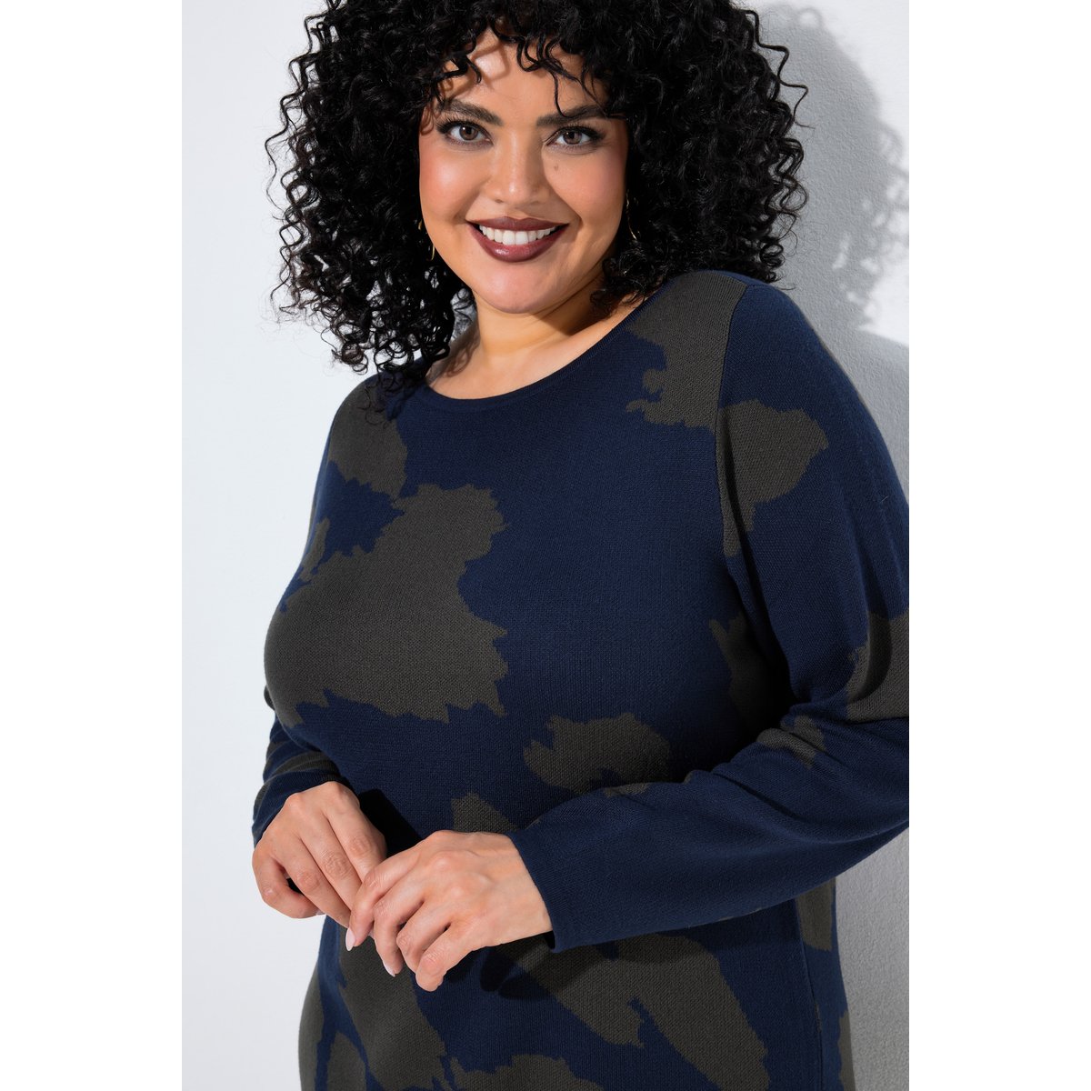 Robe en maille, imprimé léopard marine, ULLA POPKEN