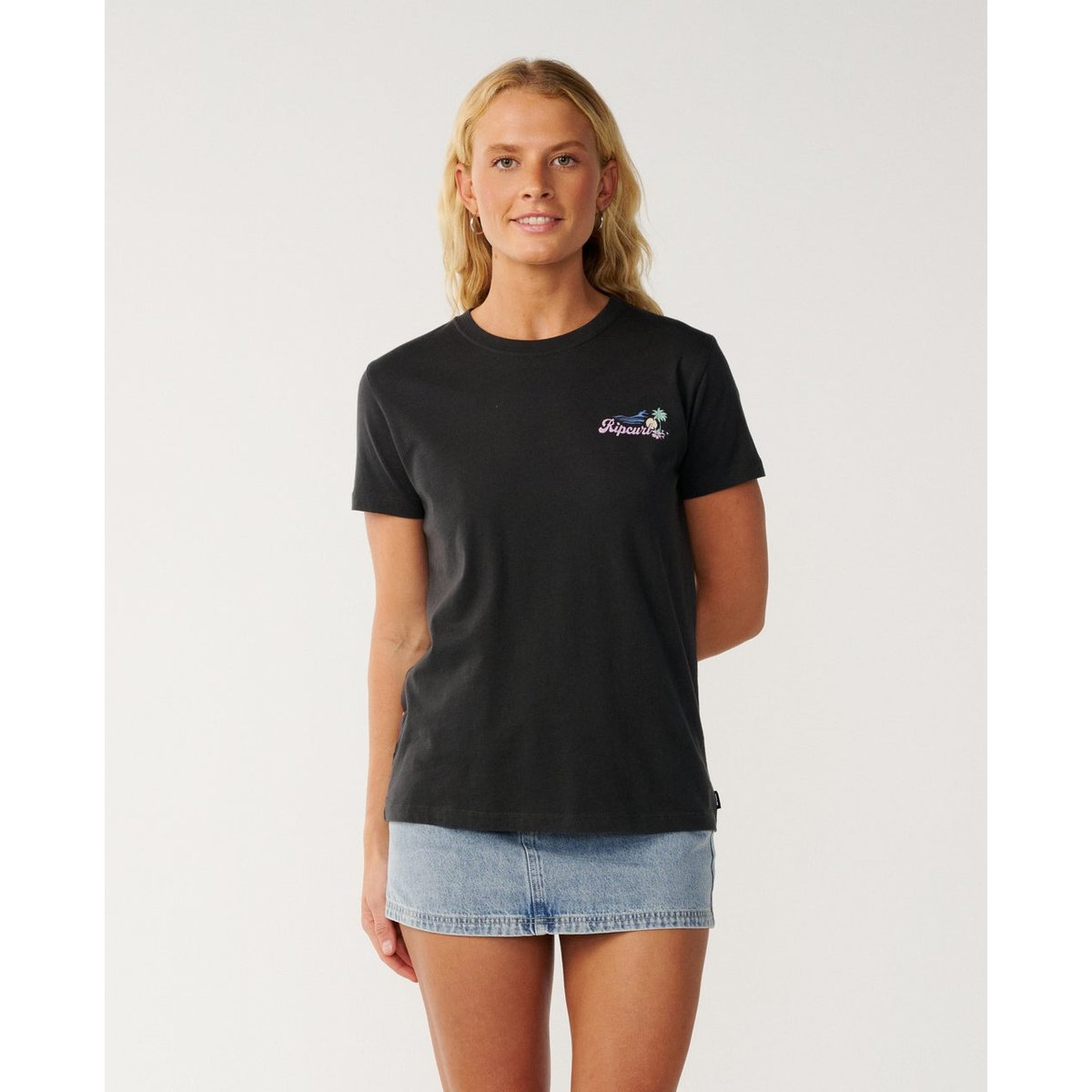 T-shirt  BEACH DAYS washed black, RIP CURL