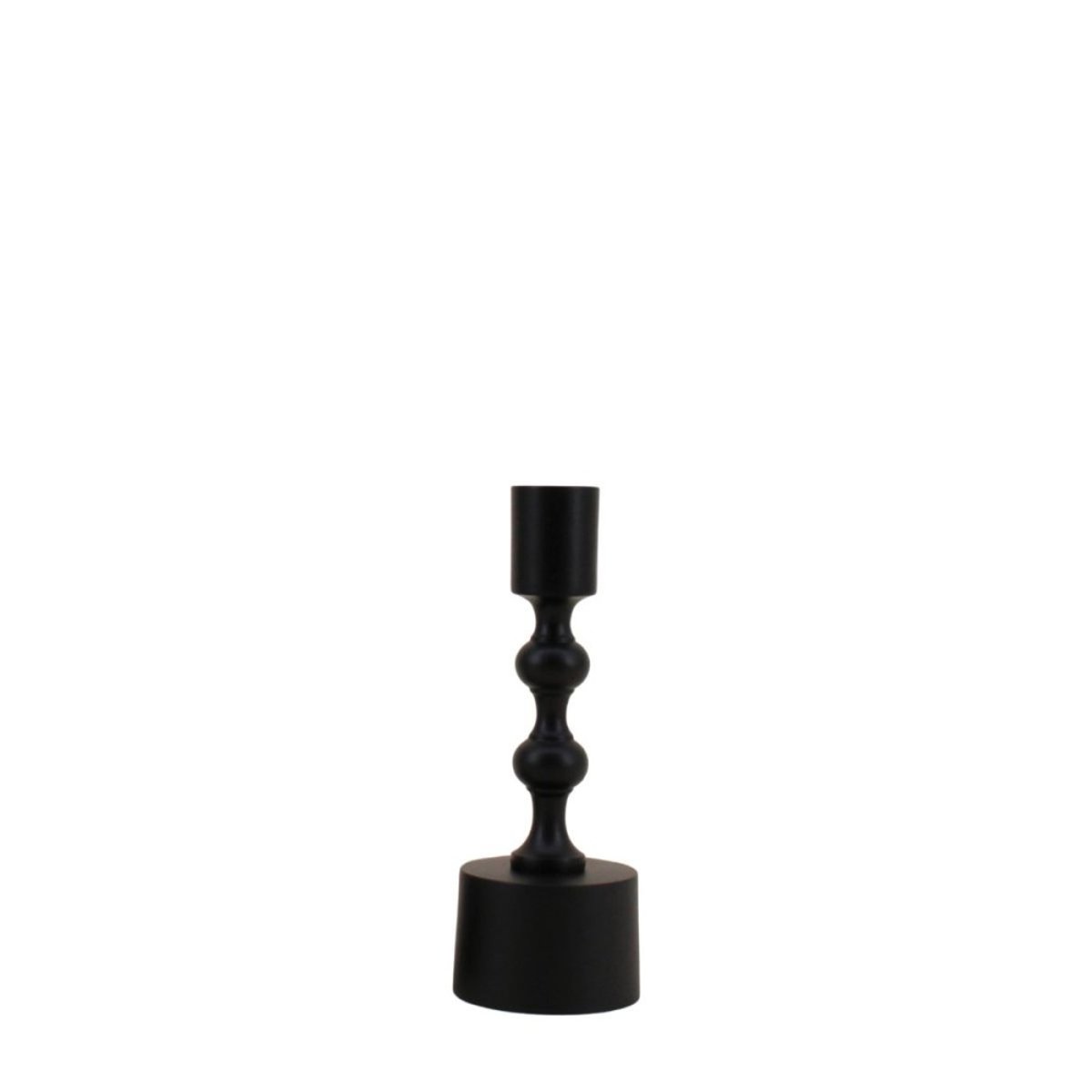 Bougeoir laqué 16cm noir, ORNAMI