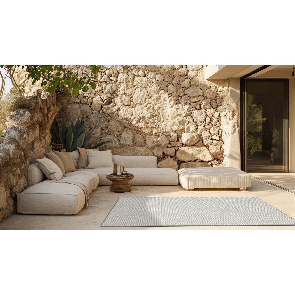 Tapis intérieur extérieur design contemporain MARBELLA gris minéral, AFK LIVING