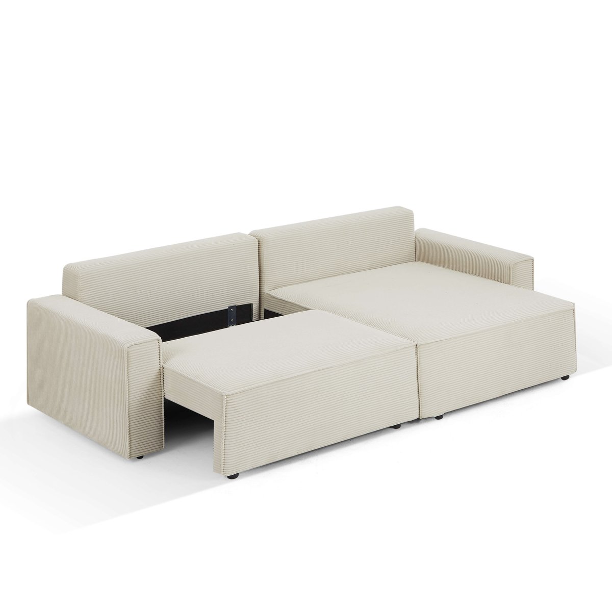 Canapé d'angle convertible velours ZOLA beige, BAÏTA