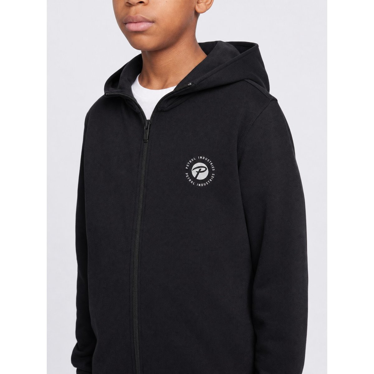 Sweat à capuche zippé gris acier noir deep black, PETROL INDUSTRIES