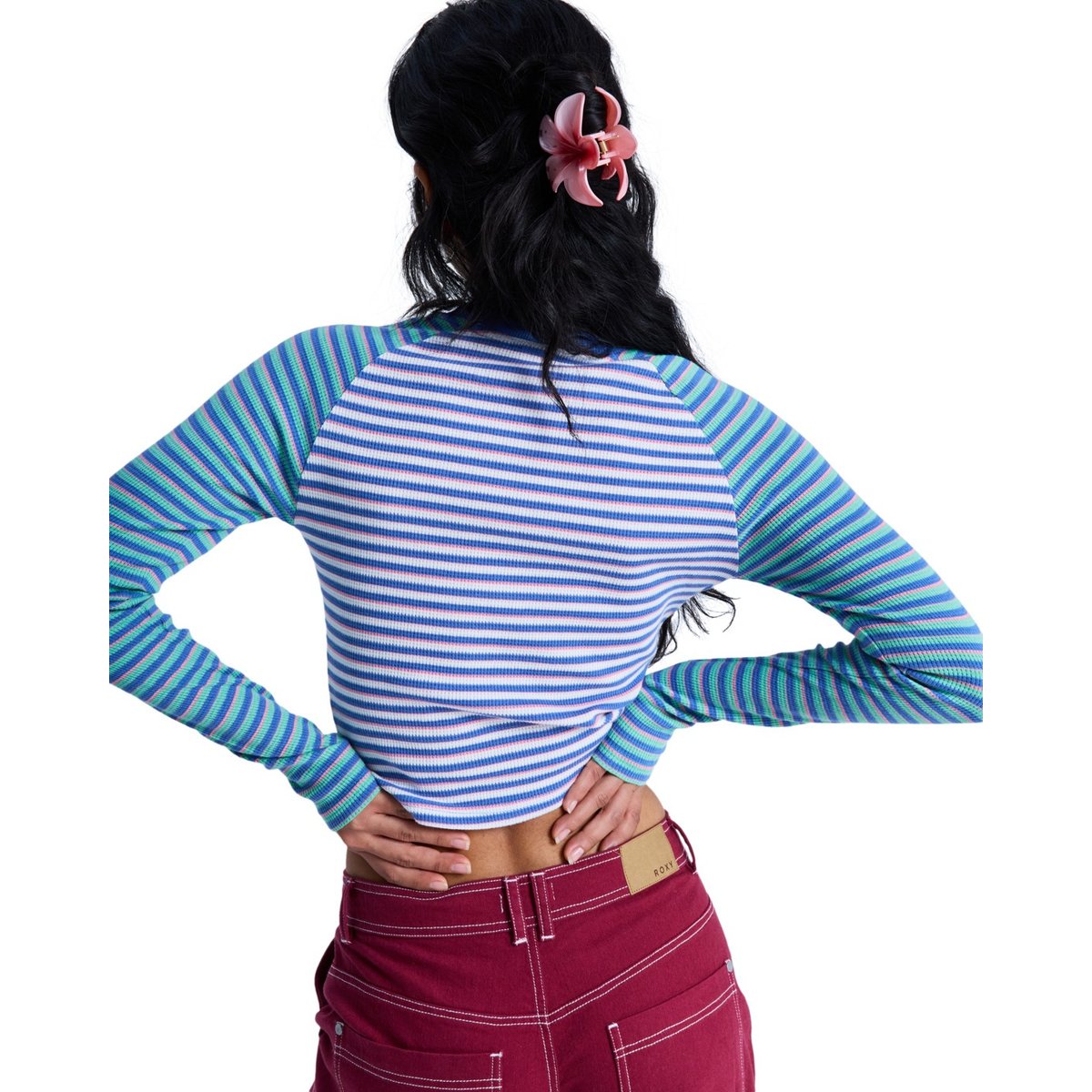 Haut ajusté à manches longues HIGHLITE SEASON. blanc coconut milk stripy soul mini, ROXY
