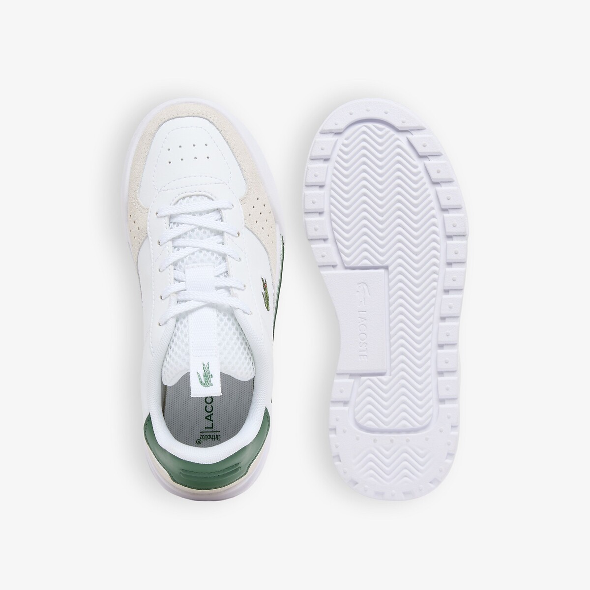 Niedrige Sneaker mit elastischen Schnürsenkeln, SLAM BREAK weiss/beige/grün, LACOSTE