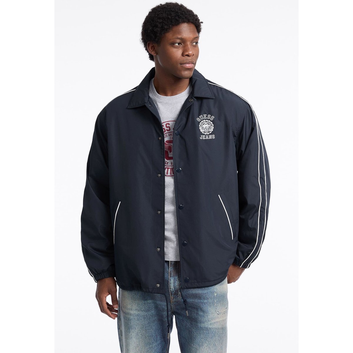 Blouson Logo Imprimé bleu, GUESS JEANS