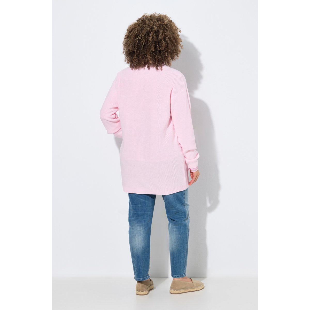 Cardigan en maille côtelée, sans fermeture rose tendre, ULLA POPKEN