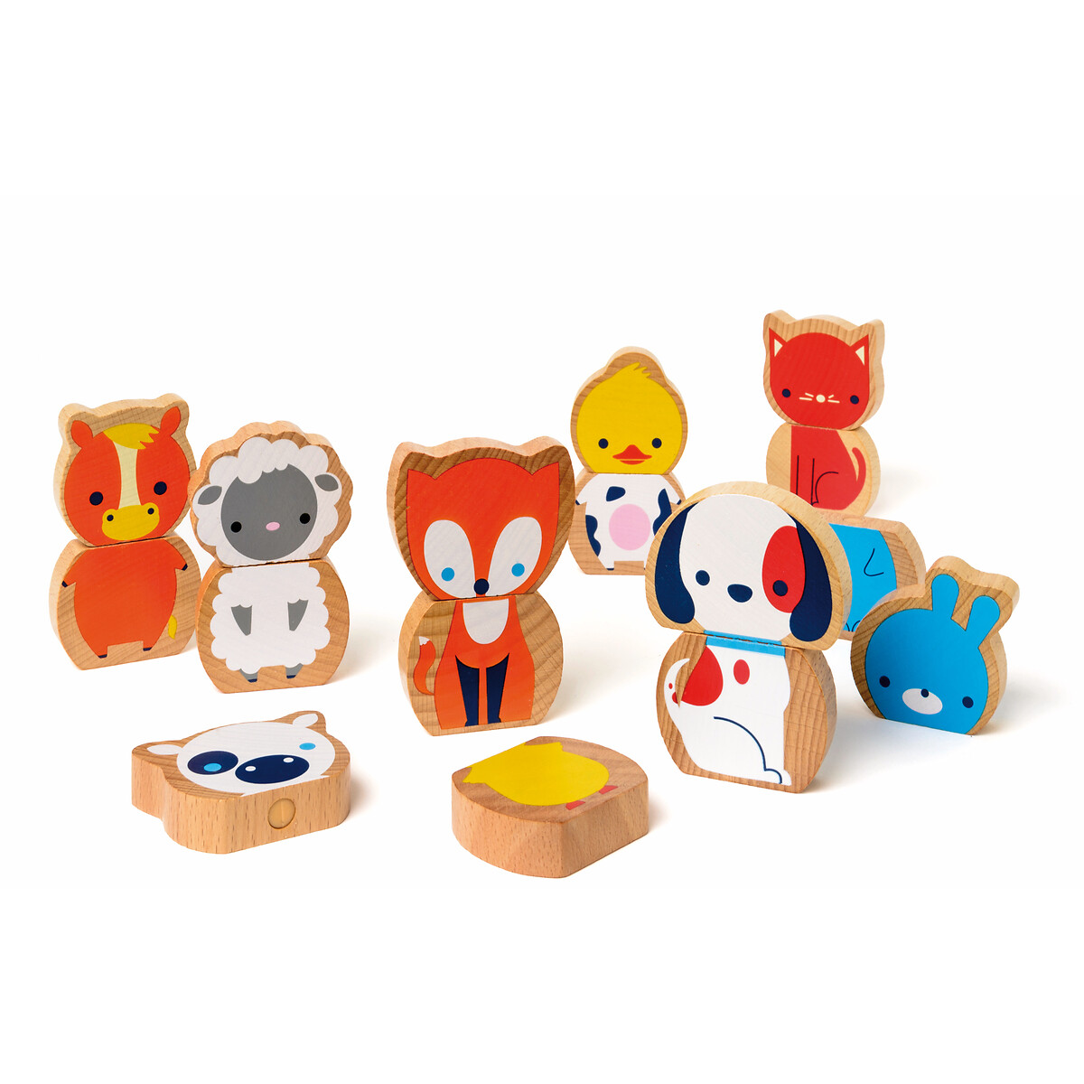 8 animaux magnétiques en bois  multicolore, OXYBUL 