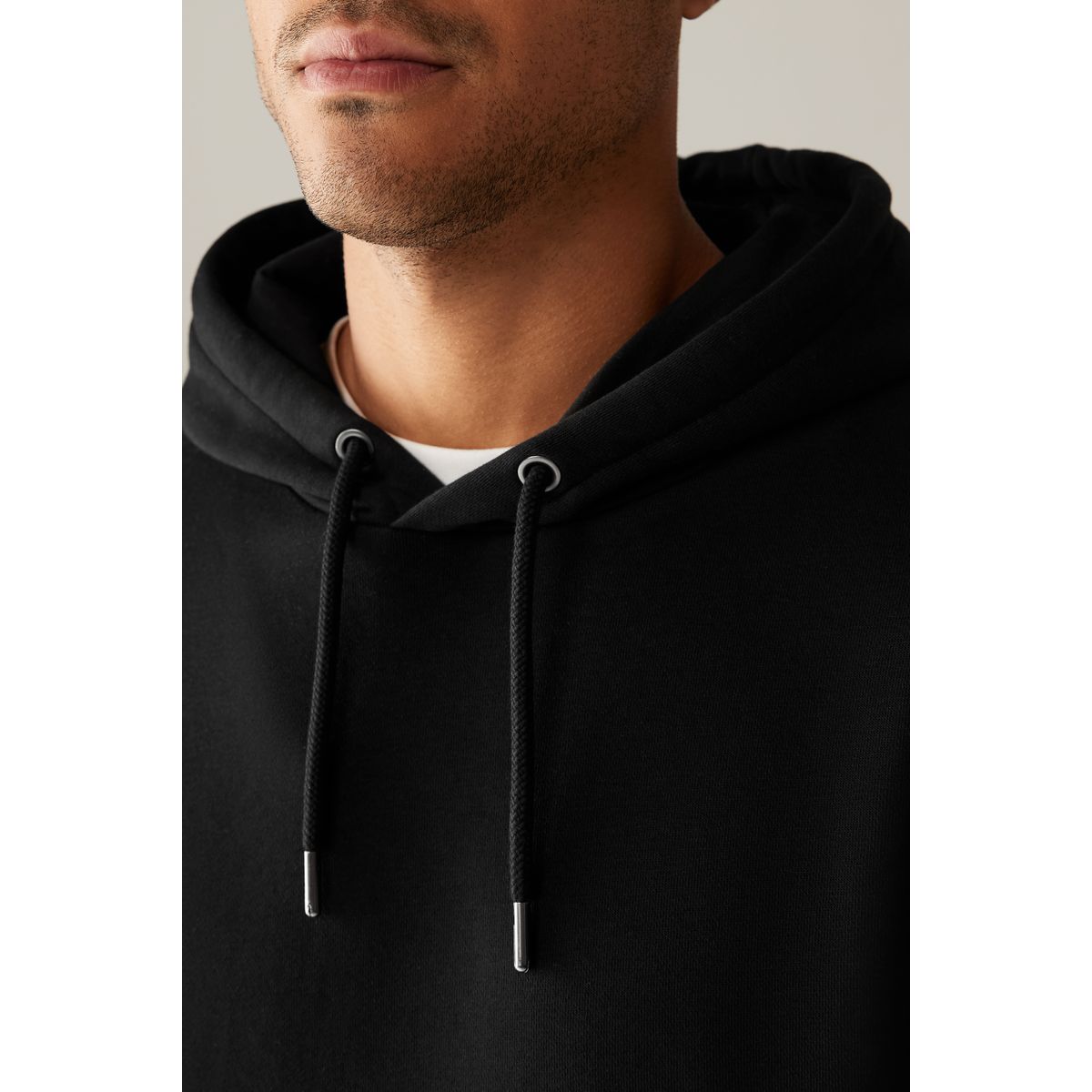 Sweat à capuche regular en jersey majoritaire noir, NEXT